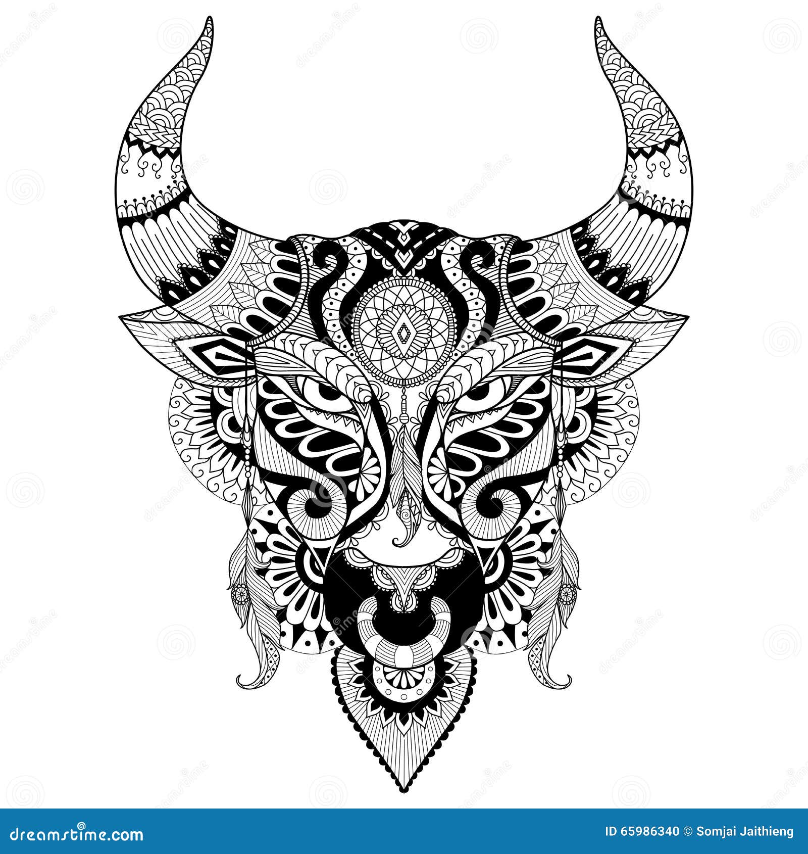 Taureau f¢ché de dessin pour livre de coloriage pour l adulte le tatouage la conception de T shirt et d autres décorations