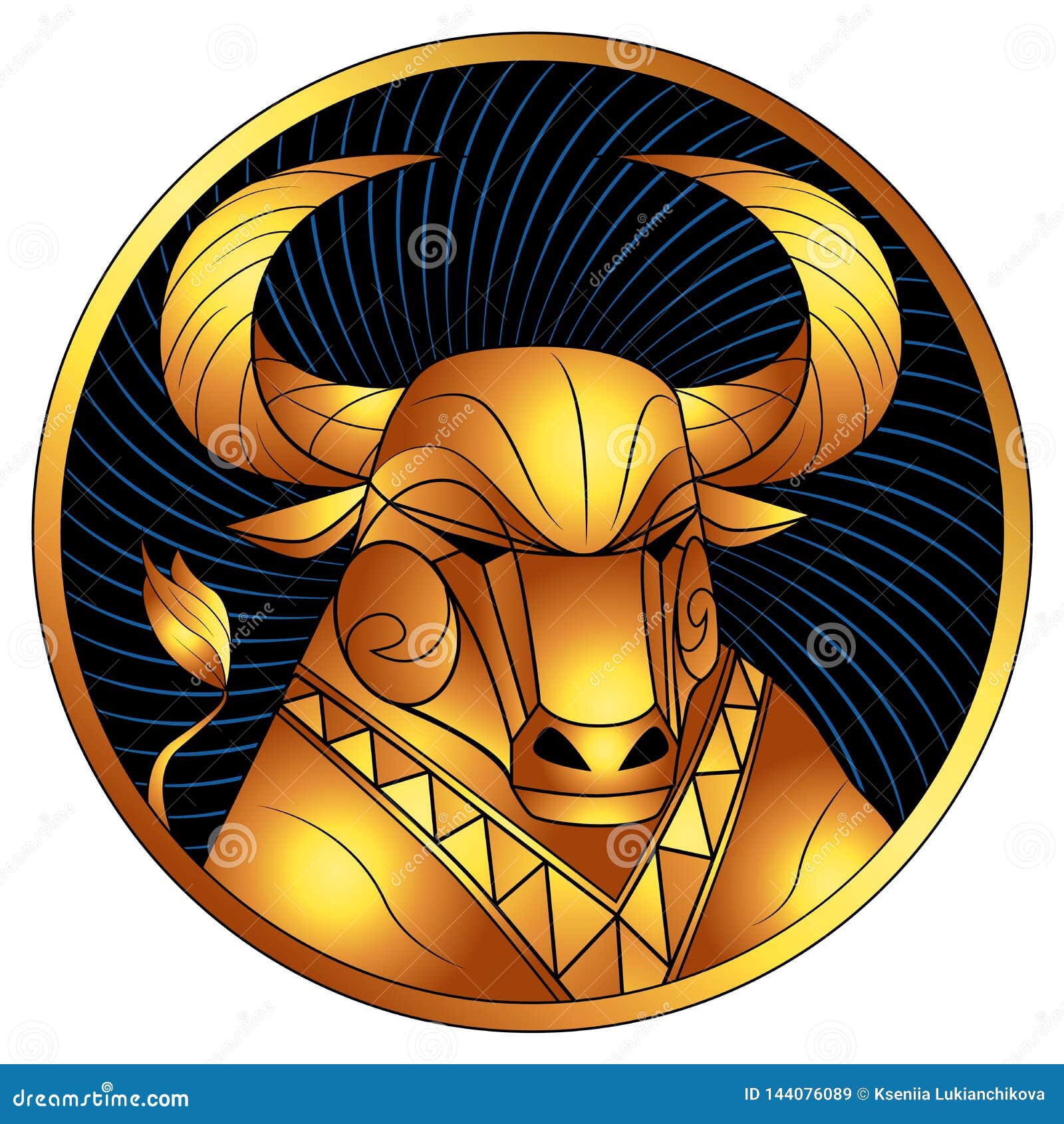  Taurus  Golden Zodiac  Sign Horoscope Symbol Vector Stock 