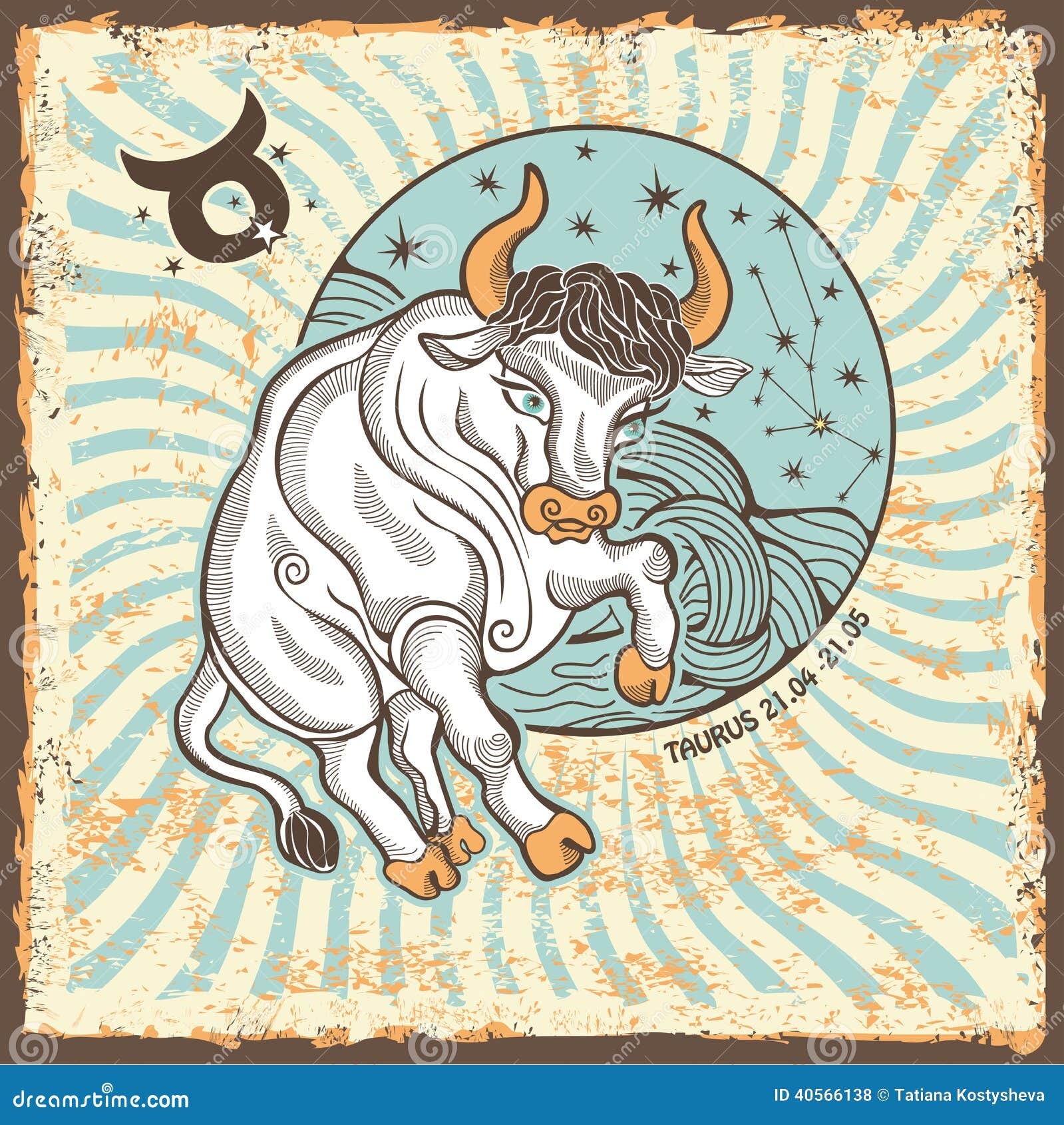 taurus zodiac sign.vintage horoscope card