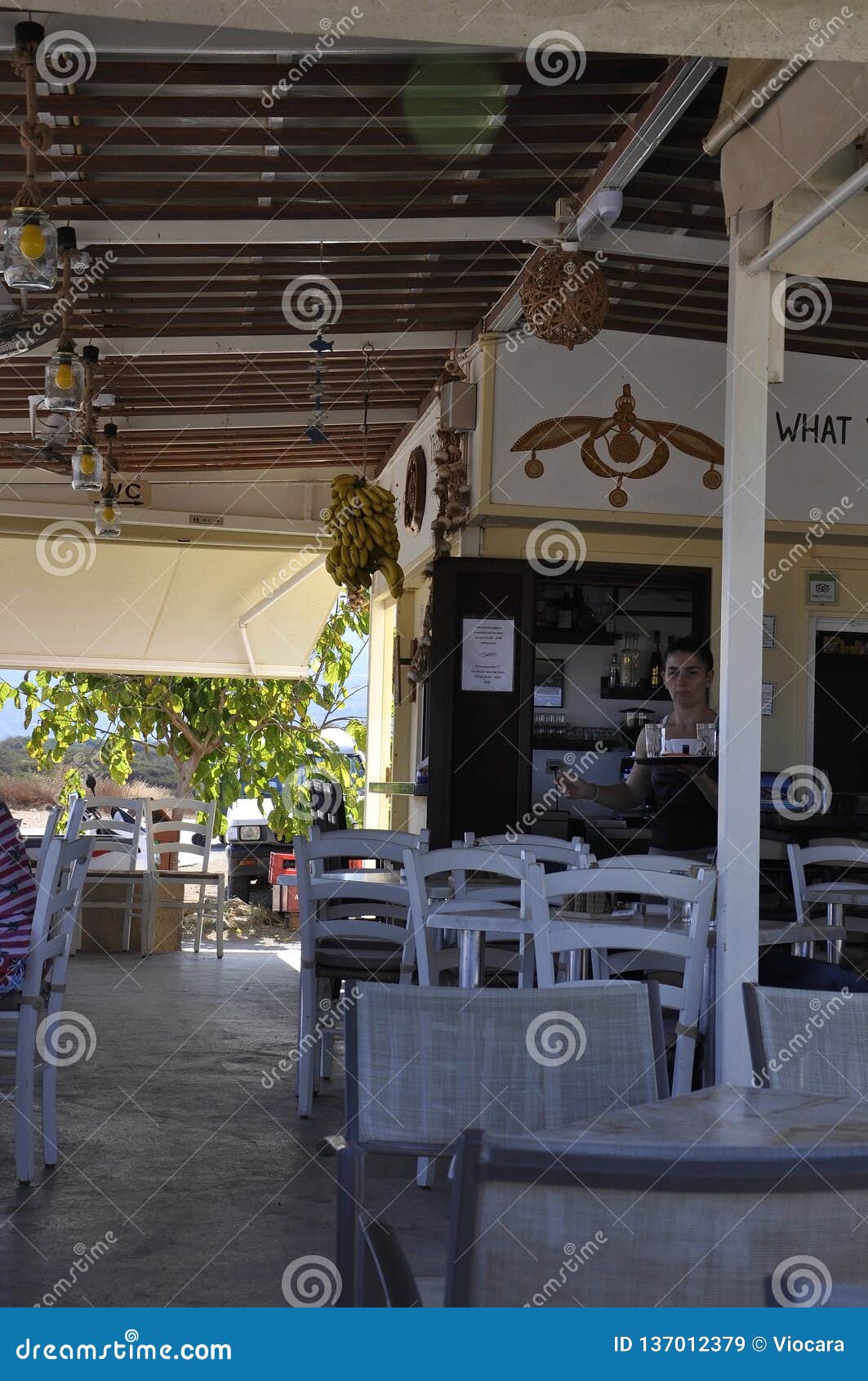 Tavern Bar Decoration Near Malia Beach On Crete Island ...