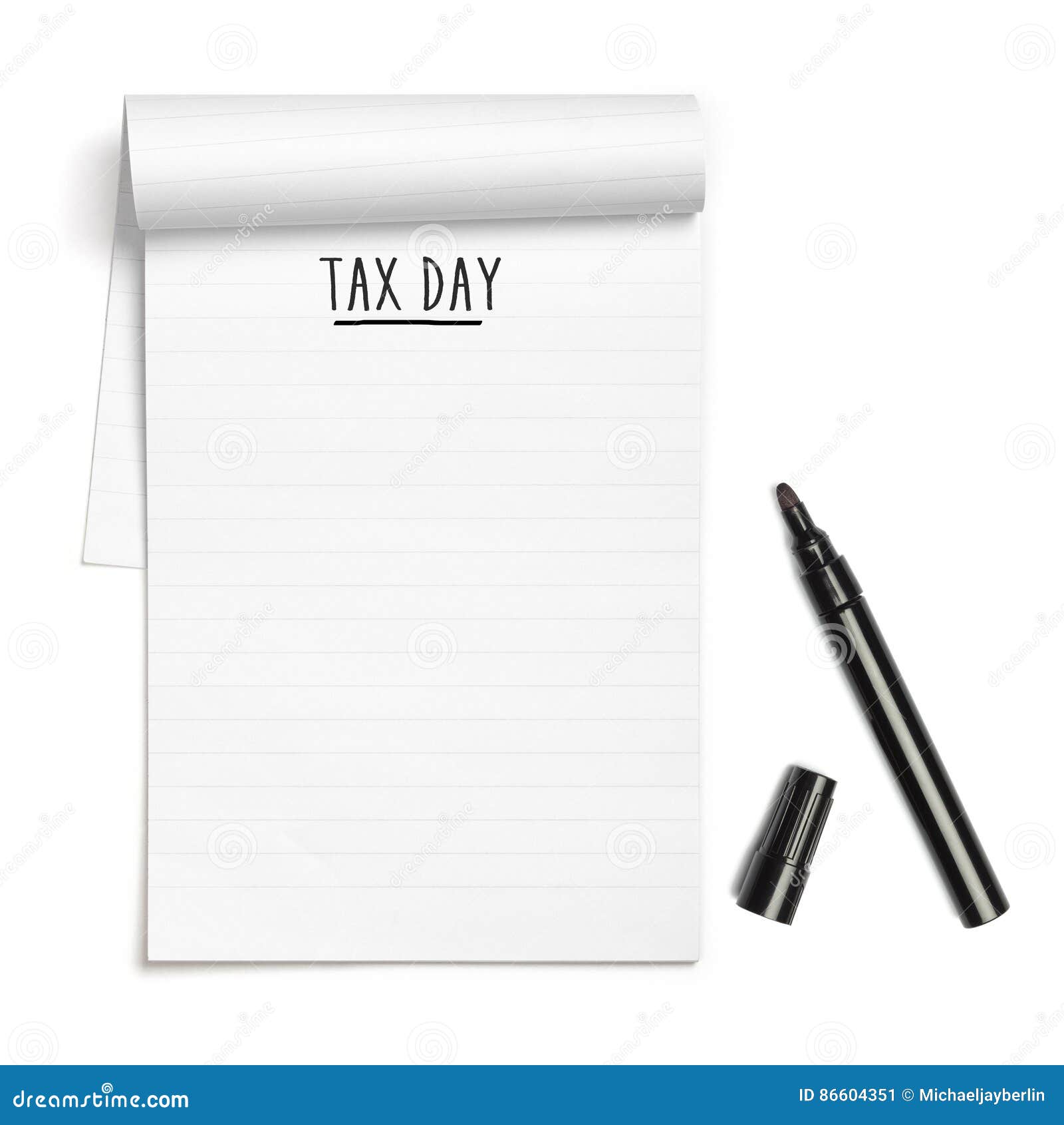 Tax Day on Note Book with Black Pen Stock Image Image of text, term