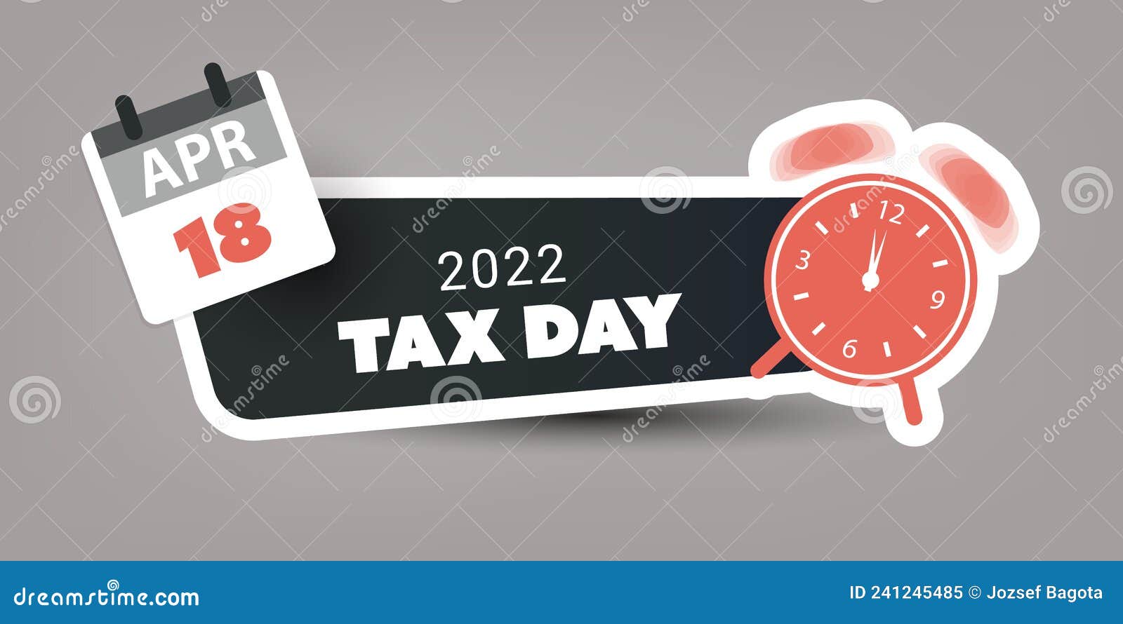 Tax Day Reminder Concept Banner for Web Design USA Tax Deadline Due Date for IRS Federal