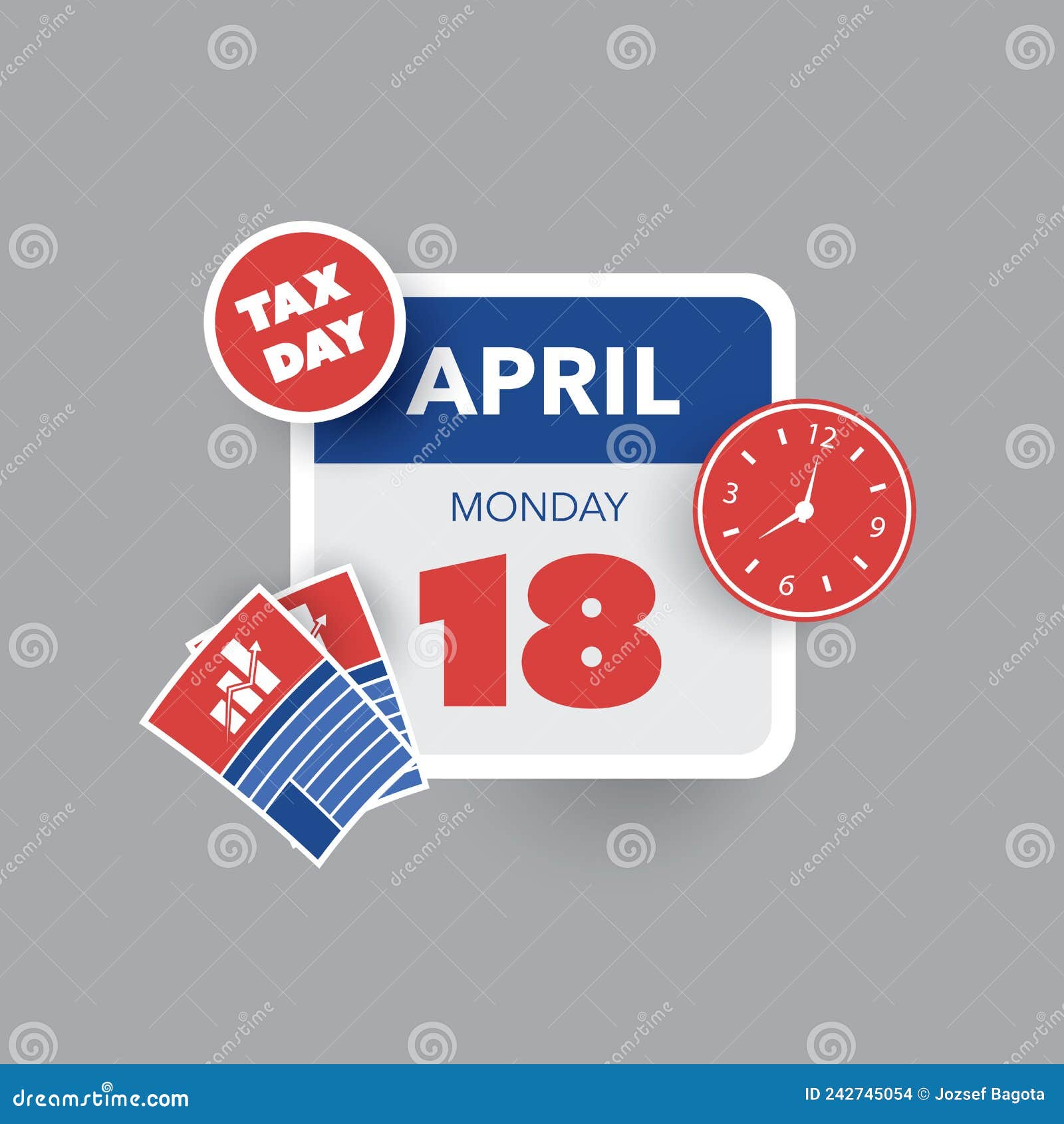 Tax Day Reminder Concept Calendar Design Template USA Tax Deadline