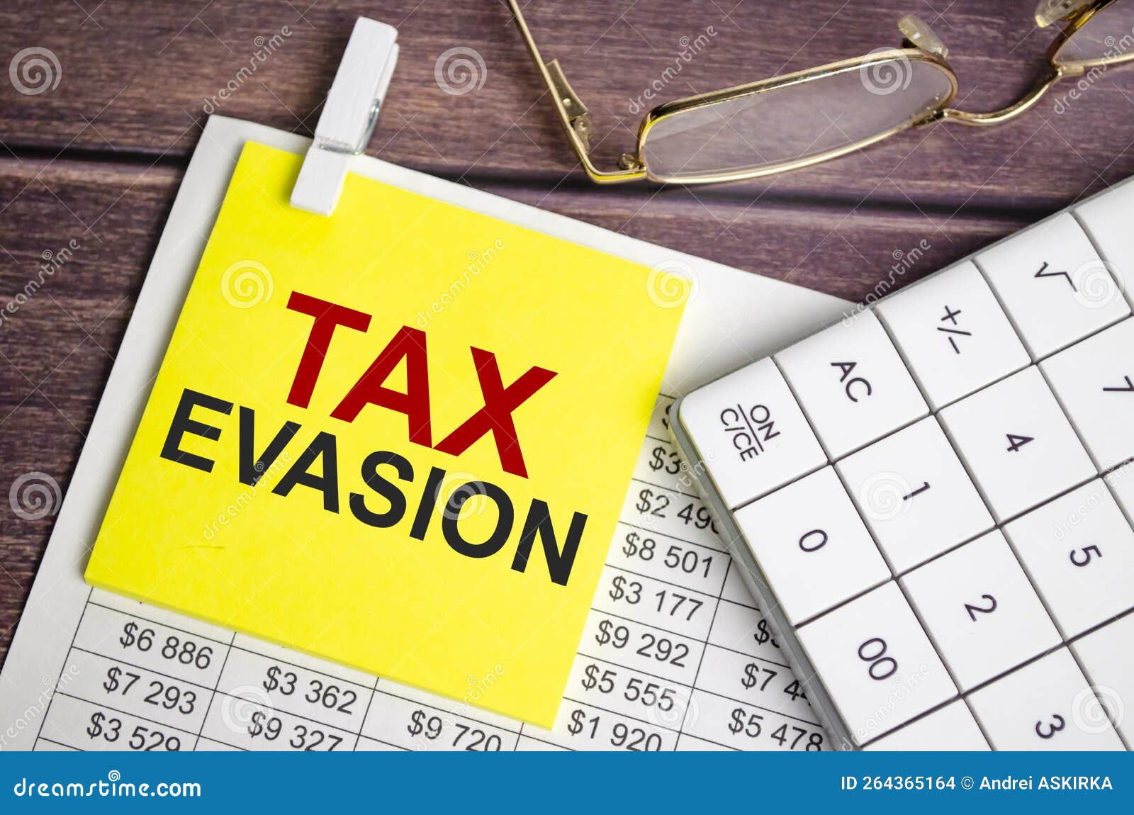 Tax Evasion Text on Business Paper on Office Table Stock Photo Image of form, legal 264365164