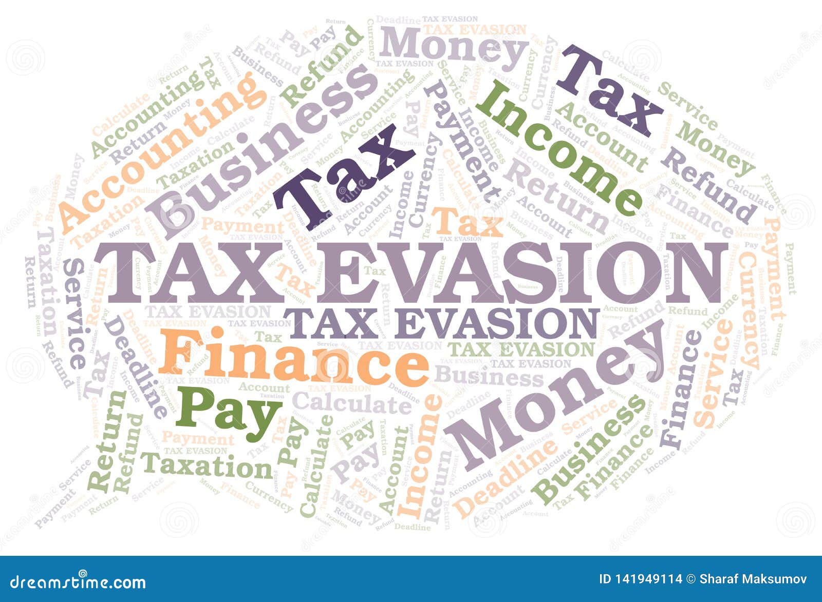 Tax Evasion word cloud stock illustration. Illustration of typography