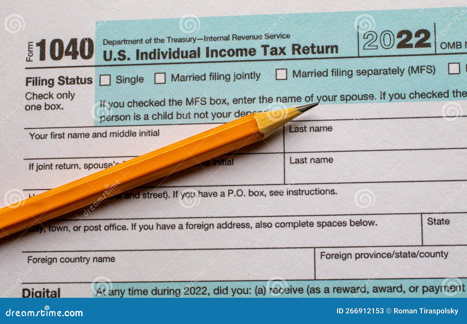 1040 tax form for 2022 editorial stock photo. Image of government