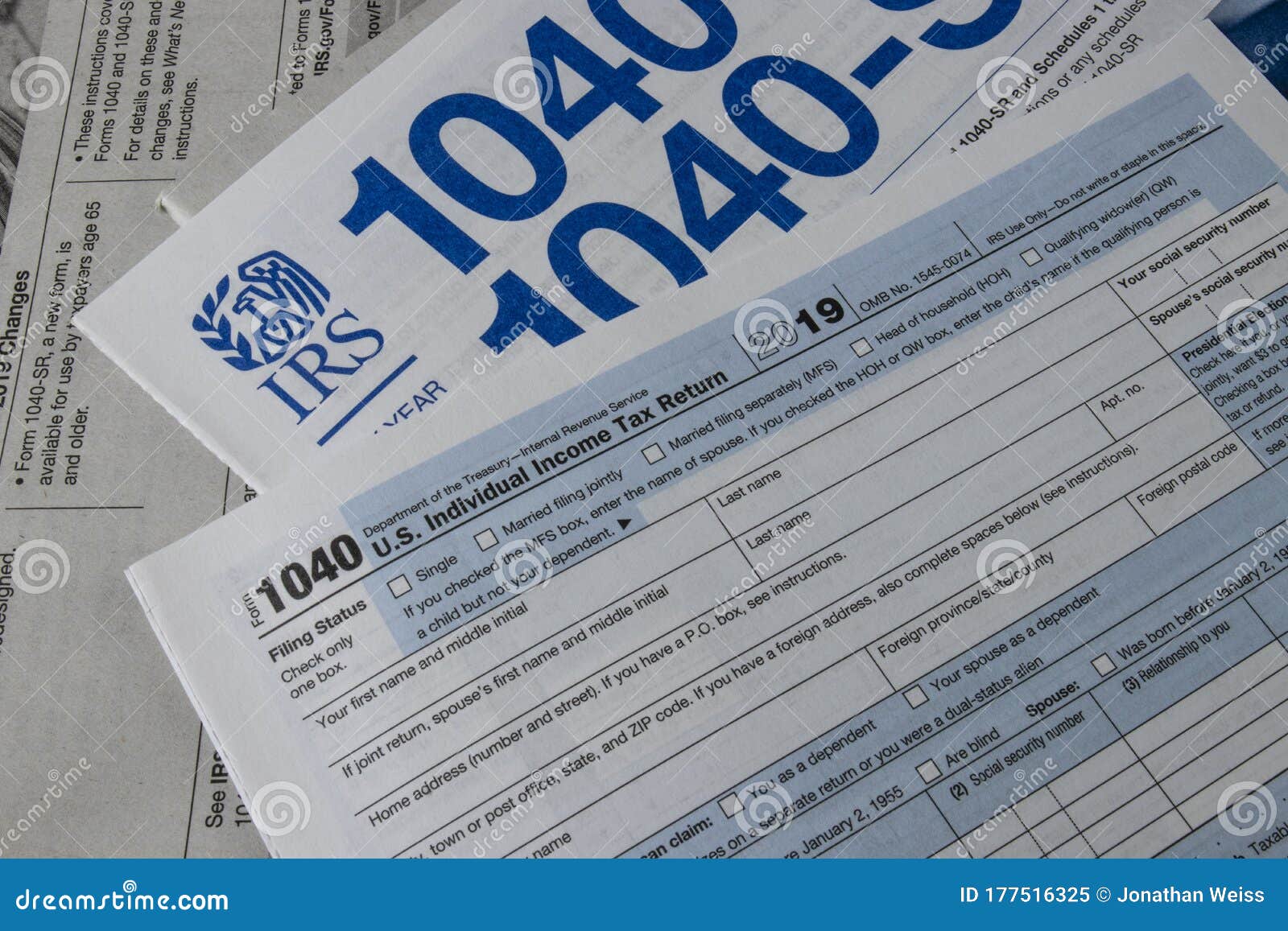 1040 Tax Forms From The IRS. Form 1040 Is Used By U.S. Taxpayers To
