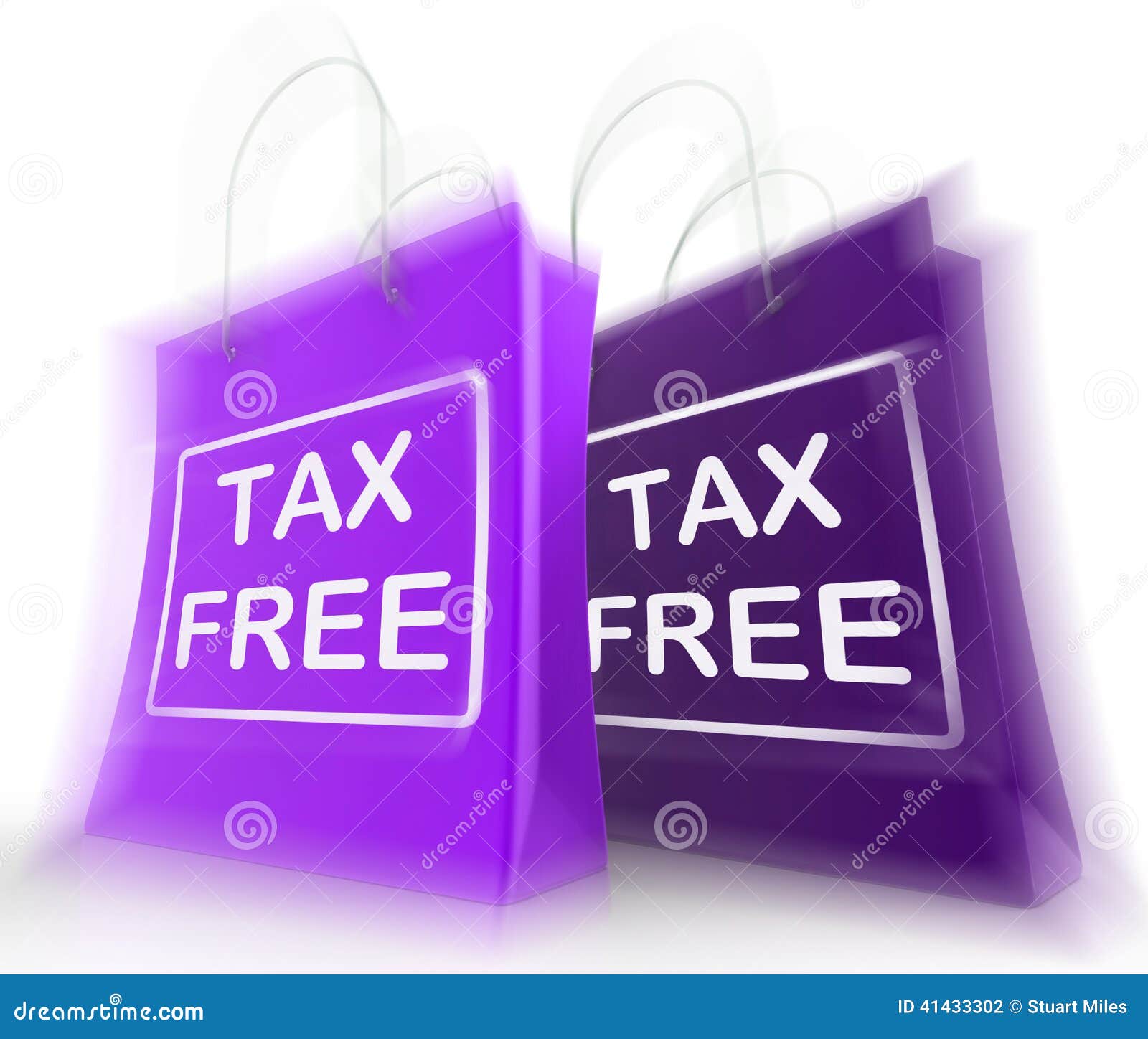 tax free shopping bag represents duty exempt discounts