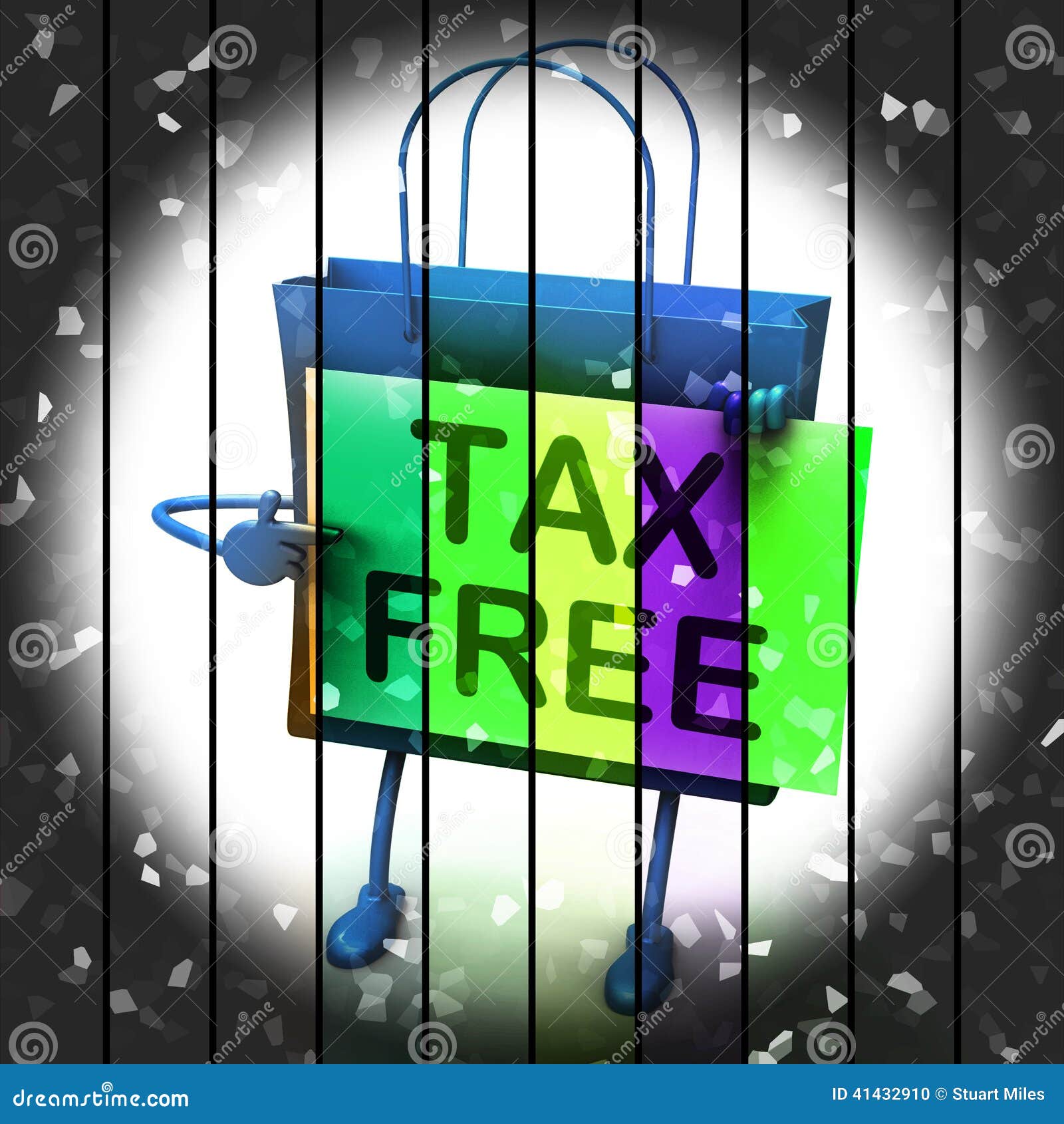 tax free shopping bag represents duty exempt discounts