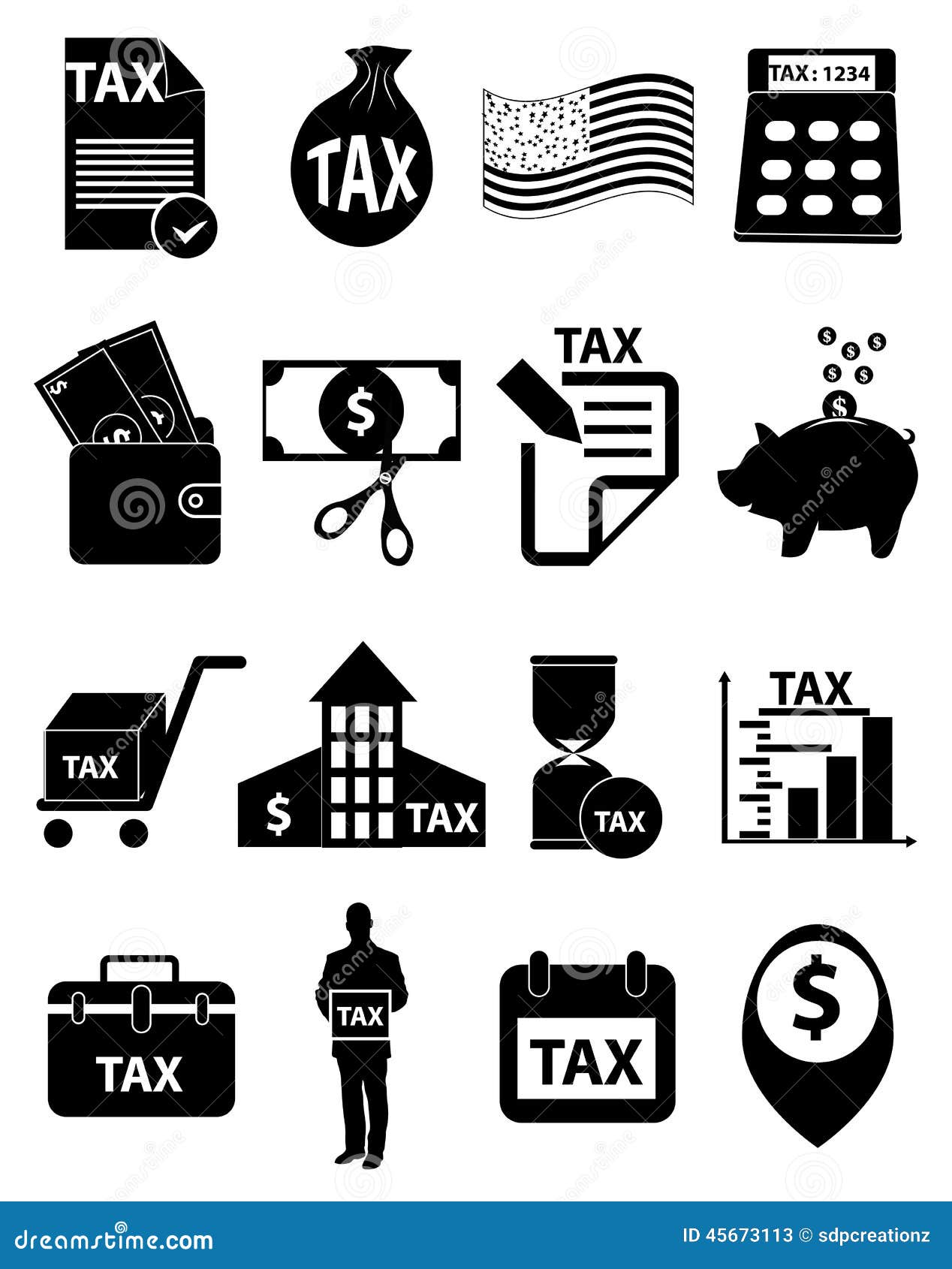 tax-icons-set-stock-vector-illustration-of-dollar-burden-45673113