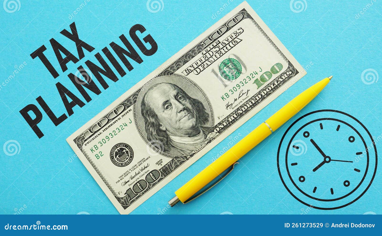Tax Planning is Shown Using the Text Stock Image Image of dollar