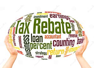 Tax Rebate Word Cloud Hand Sphere Concept Stock Illustration 