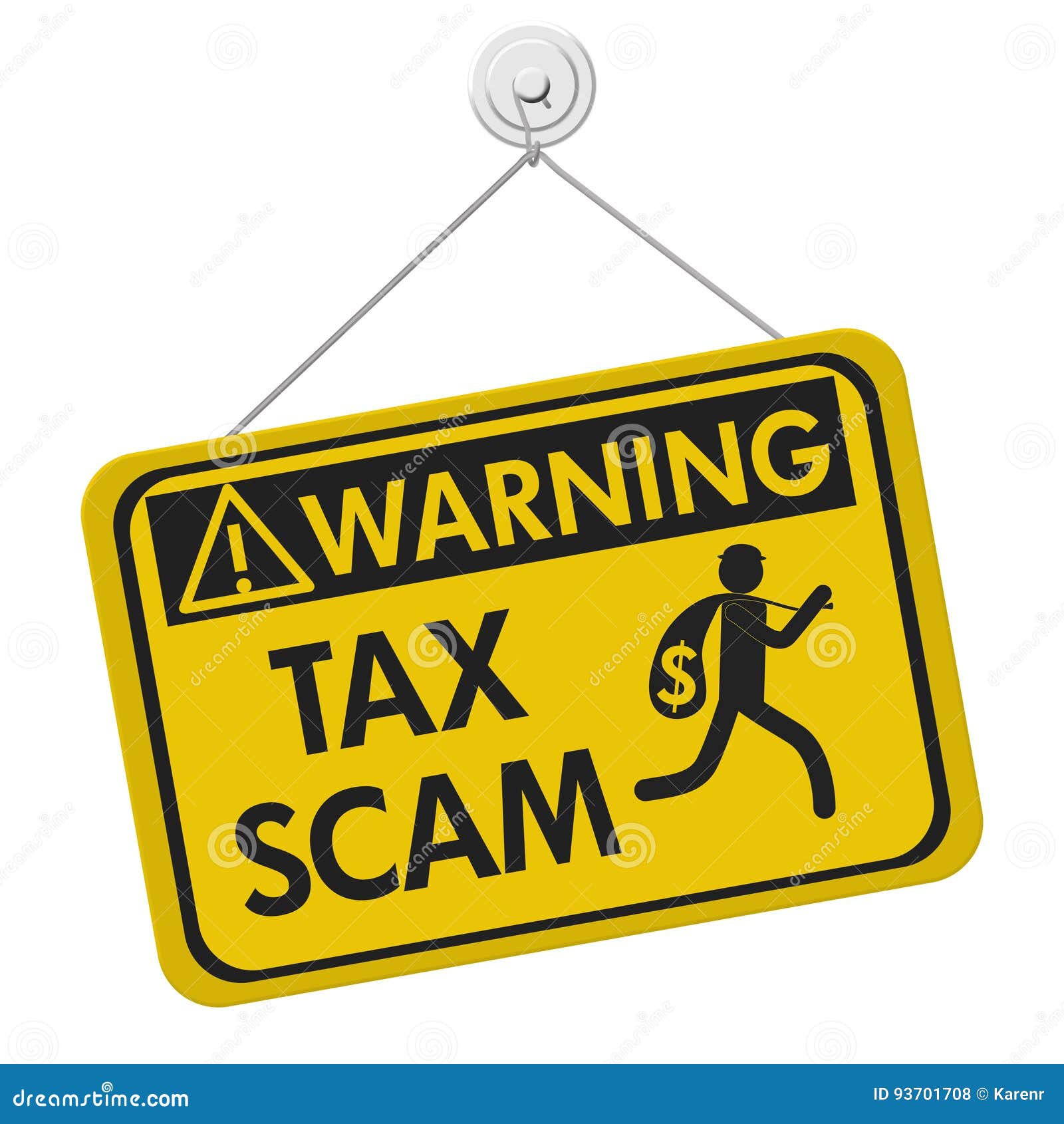 tax scam yellow warning sign