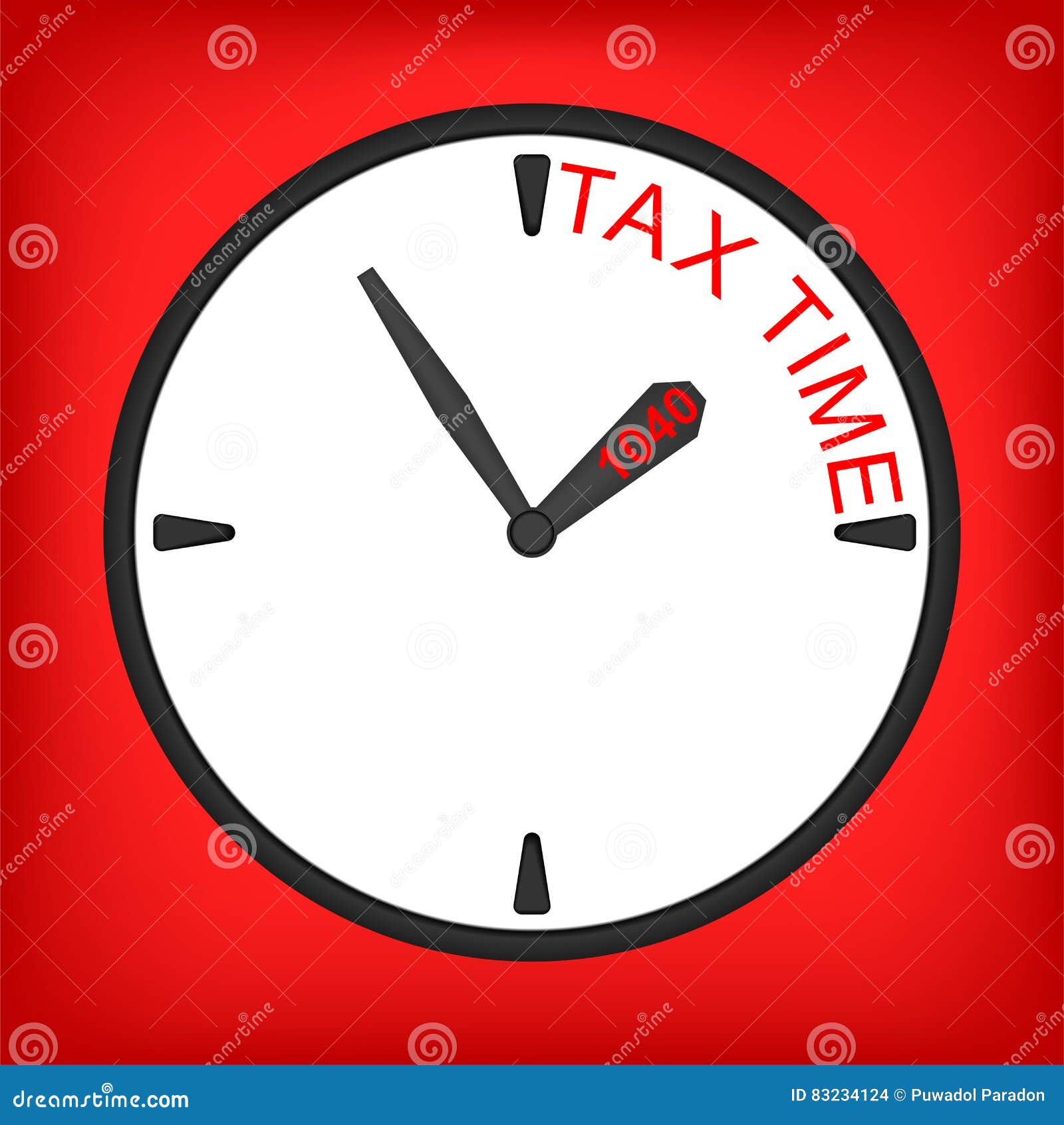Tax Time Concept on Clock with Sign Stock Vector Illustration of