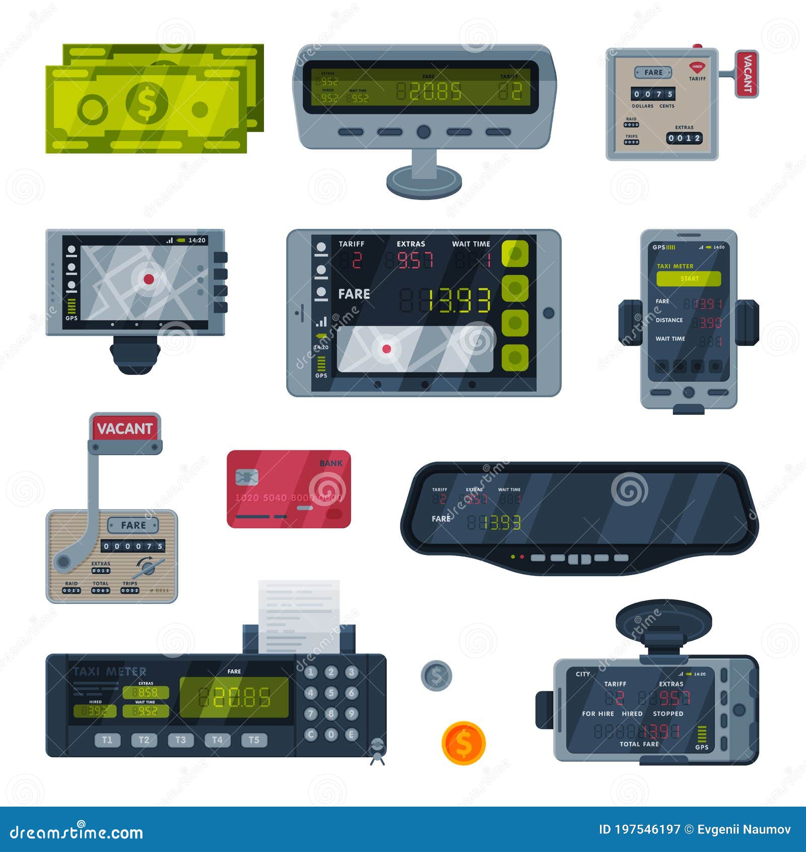 Taxameter-Geräte Legen Taxi-Service-Rechengeräte Für Elektronische  Messgeräte Für Den Passagiertarif Fest Vektor Abbildung - Illustration von  auto, einheit: 197546197