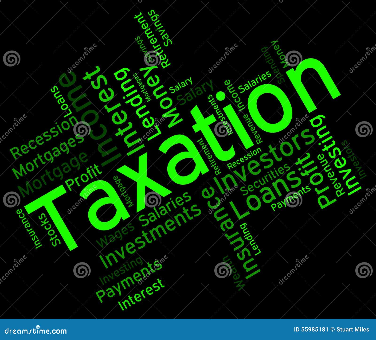 Taxation Word Shows Excise Levy and Duty Stock Illustration