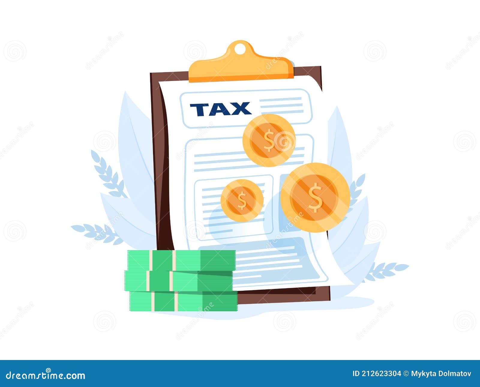 Taxes and Fees Paying. Financial Charge, Obligatory Payment Calculating