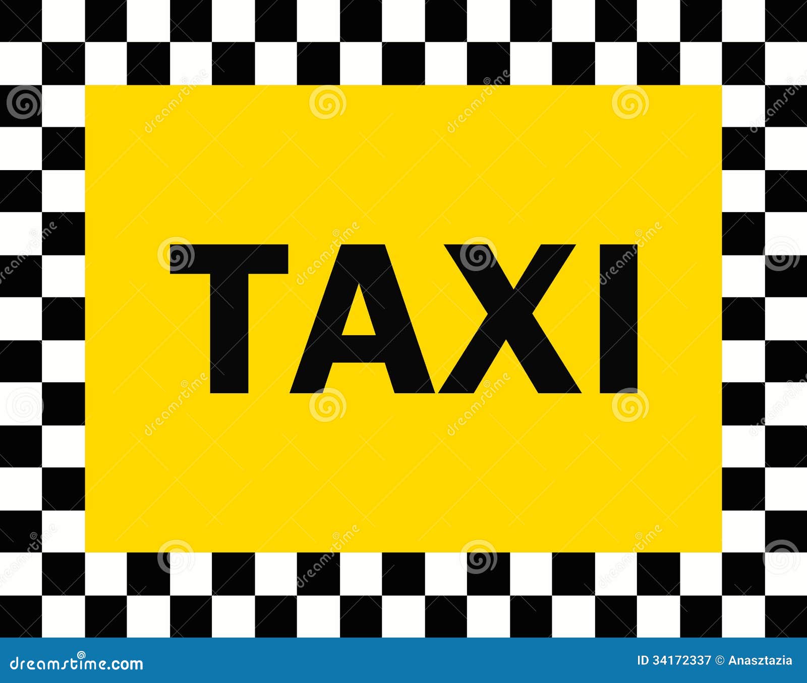taxi sign yellow background black white frame 34172337