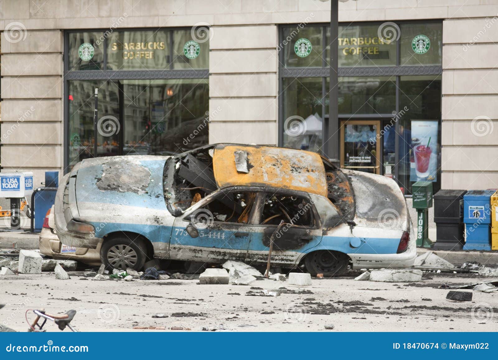 Taxi Wreck on the Set of Transformer 3 Editorial Stock Image Image of