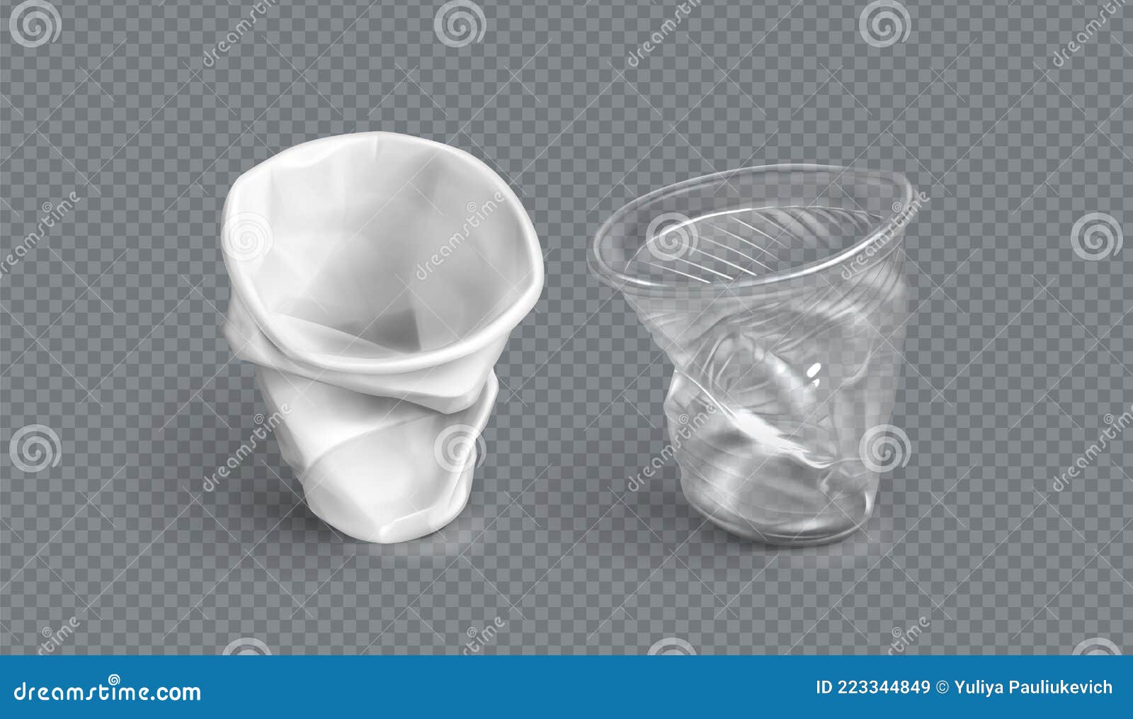 Tazze Di Plastica Usate Bicchieri Usa E Getta Illustrazione