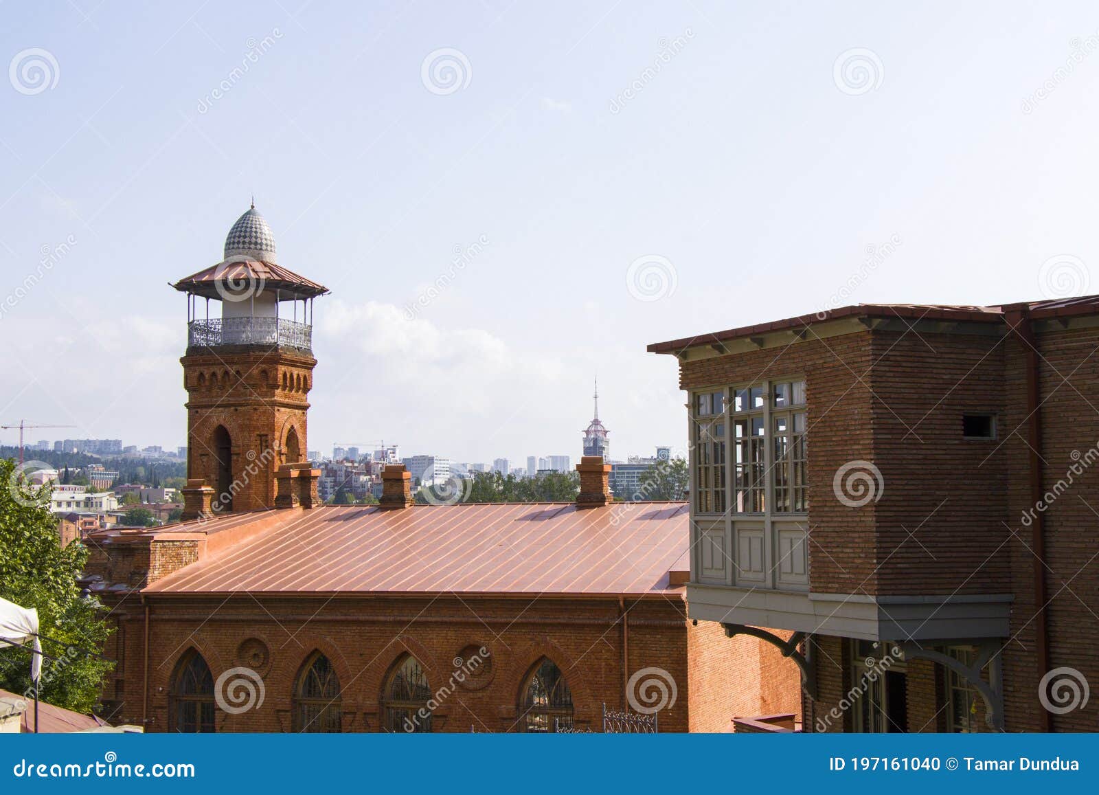 tbilisi botanical street, old famous houses and city view, old famous street in old town