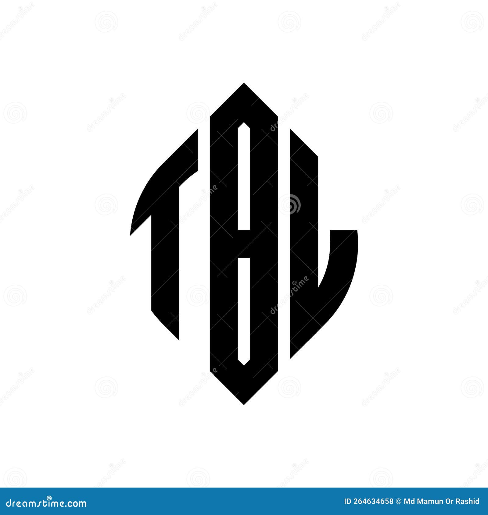 tbl circle letter logo  with circle and ellipse . tbl ellipse letters with typographic style. the three initials form a