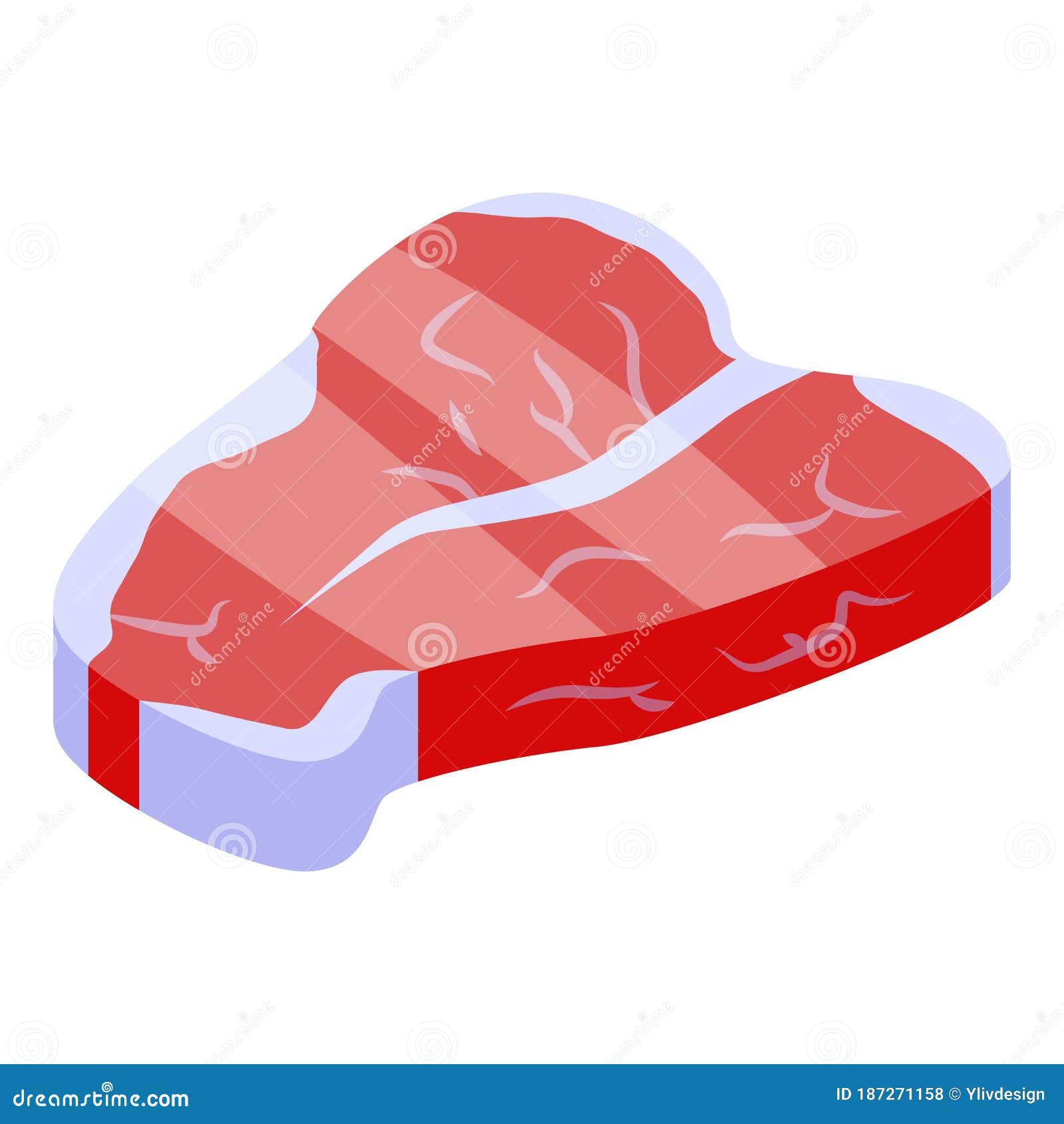 tbone meat icon, isometric style