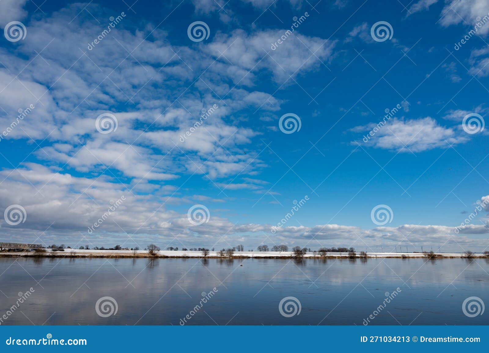 tczew, wisla river in pomeranian voivodeship, poland at winter