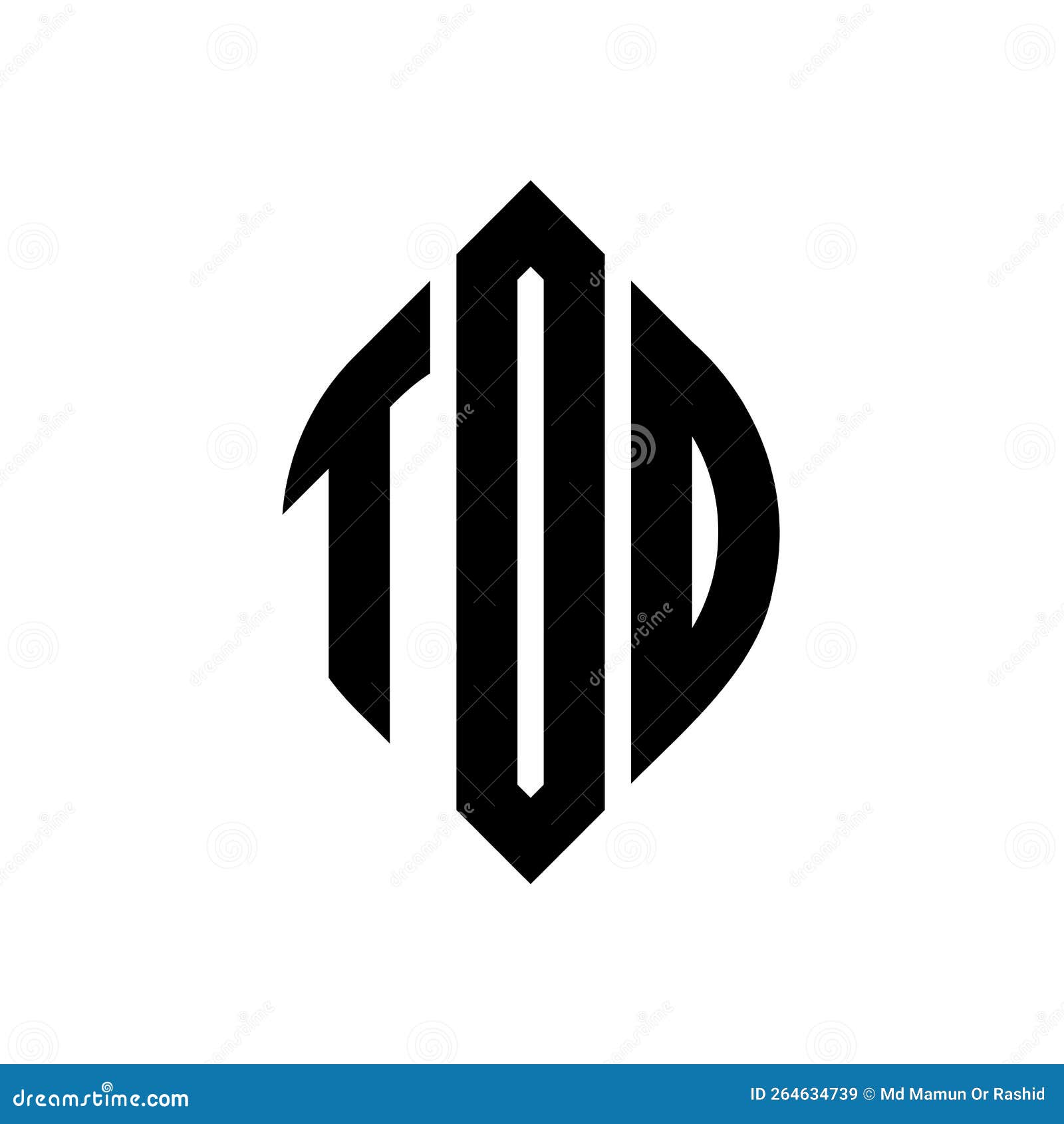 tdd circle letter logo  with circle and ellipse . tdd ellipse letters with typographic style. the three initials form a