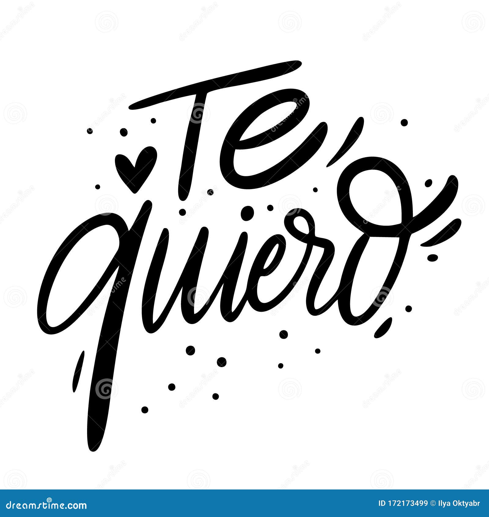 te quiero. i love you phrase on spanish. hand drawn lettering. black ink.  