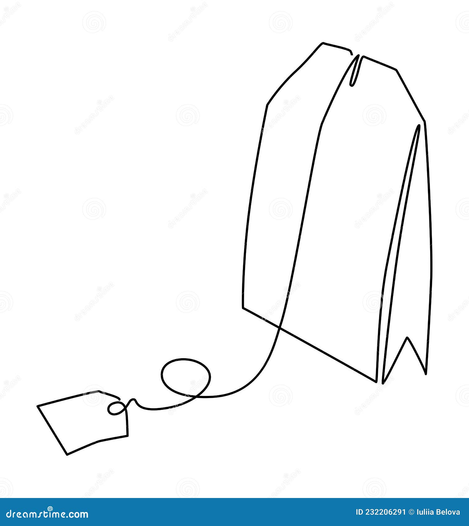 Tea Bag. Continuous Line Drawing Stock Vector Illustration of food