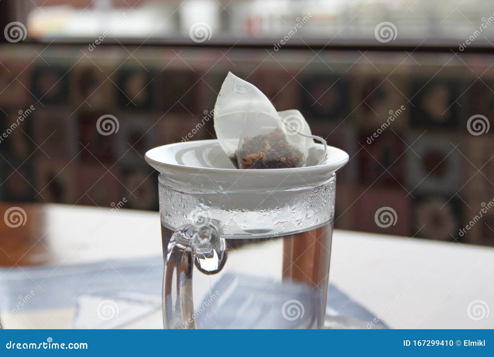 Tea Bag on the Cup with the Hot Water Stock Photo Image of restaurant