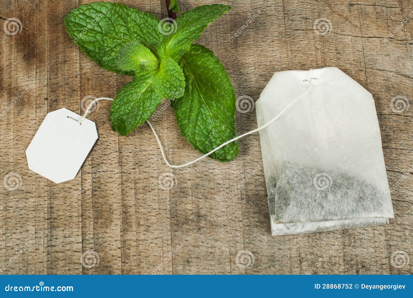 Tea bag and fresh mint stock photo. Image of culture 28868752