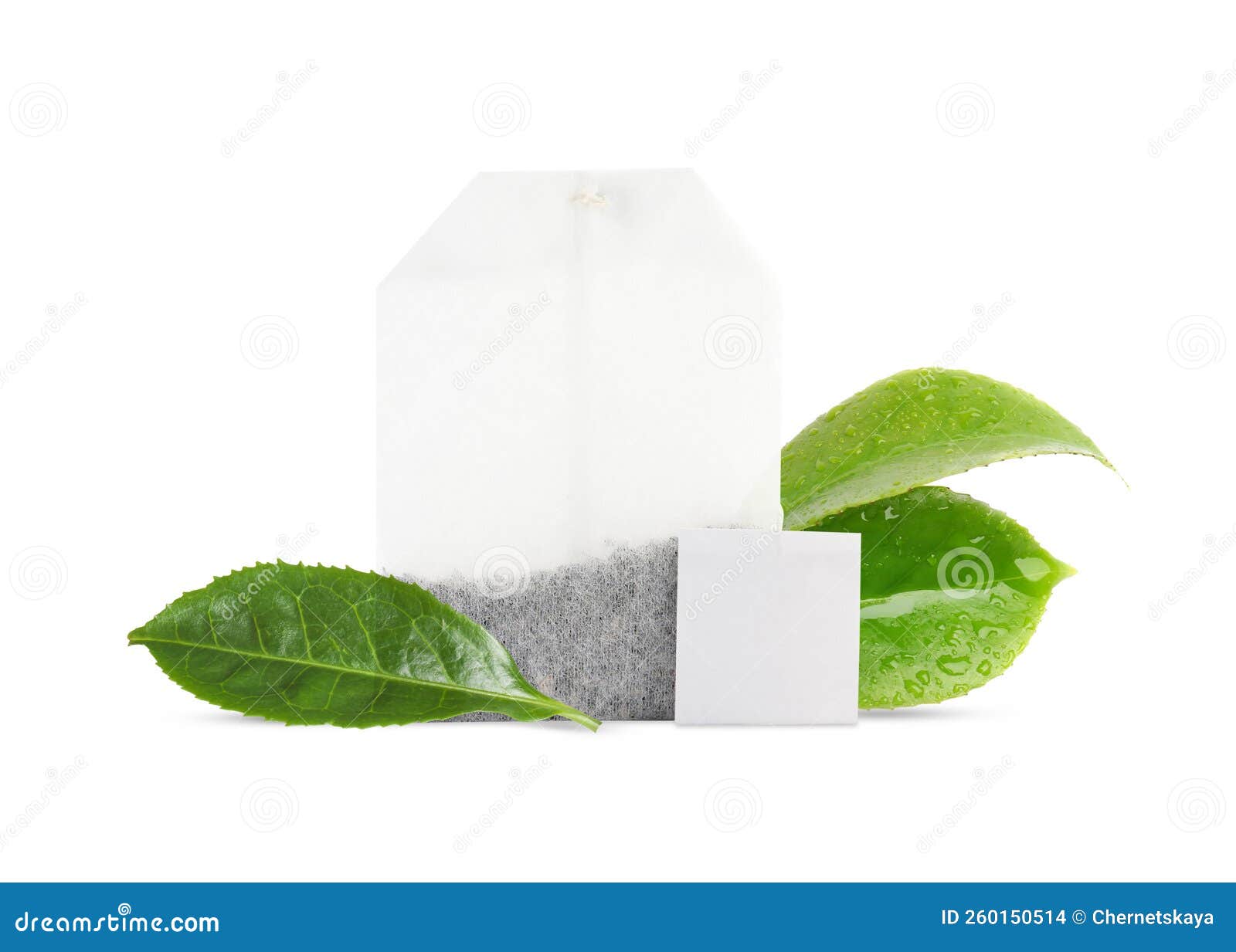 Tea Bag with Leaves on White Background Stock Photo Image of natural