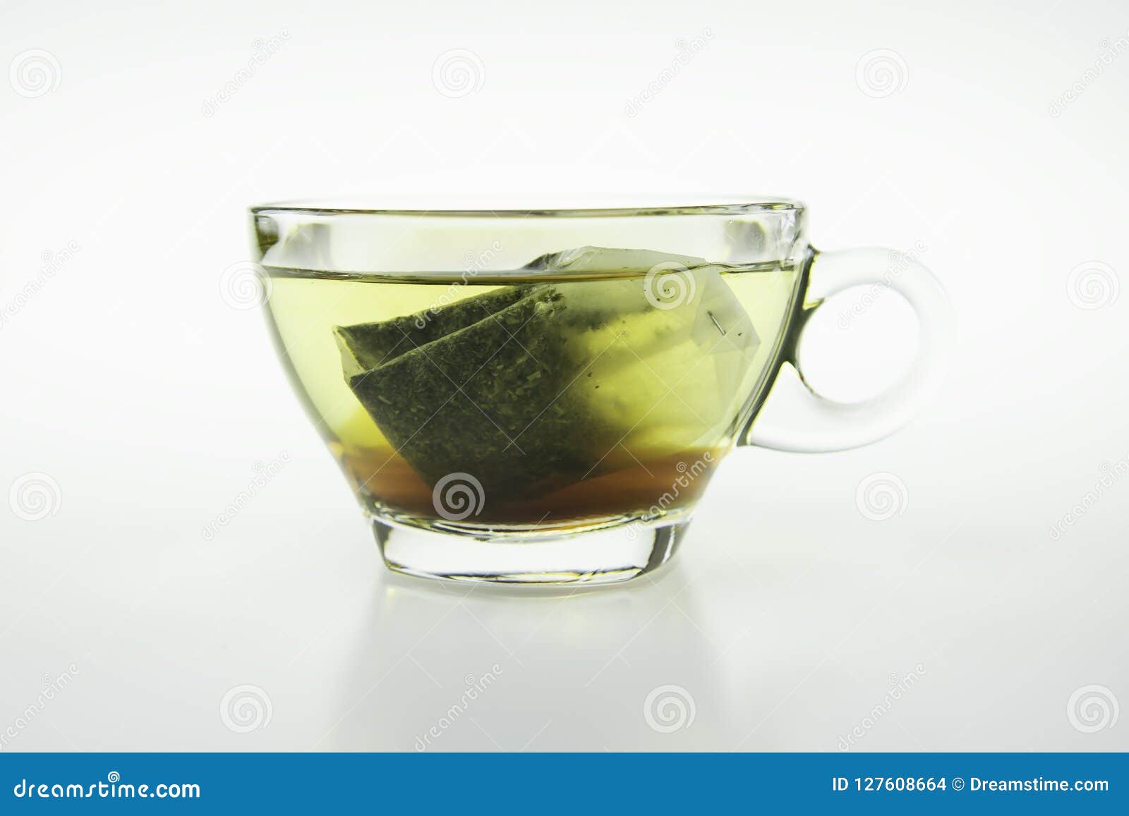 Tea bag put in glass . stock photo. Image of transparent 127608664