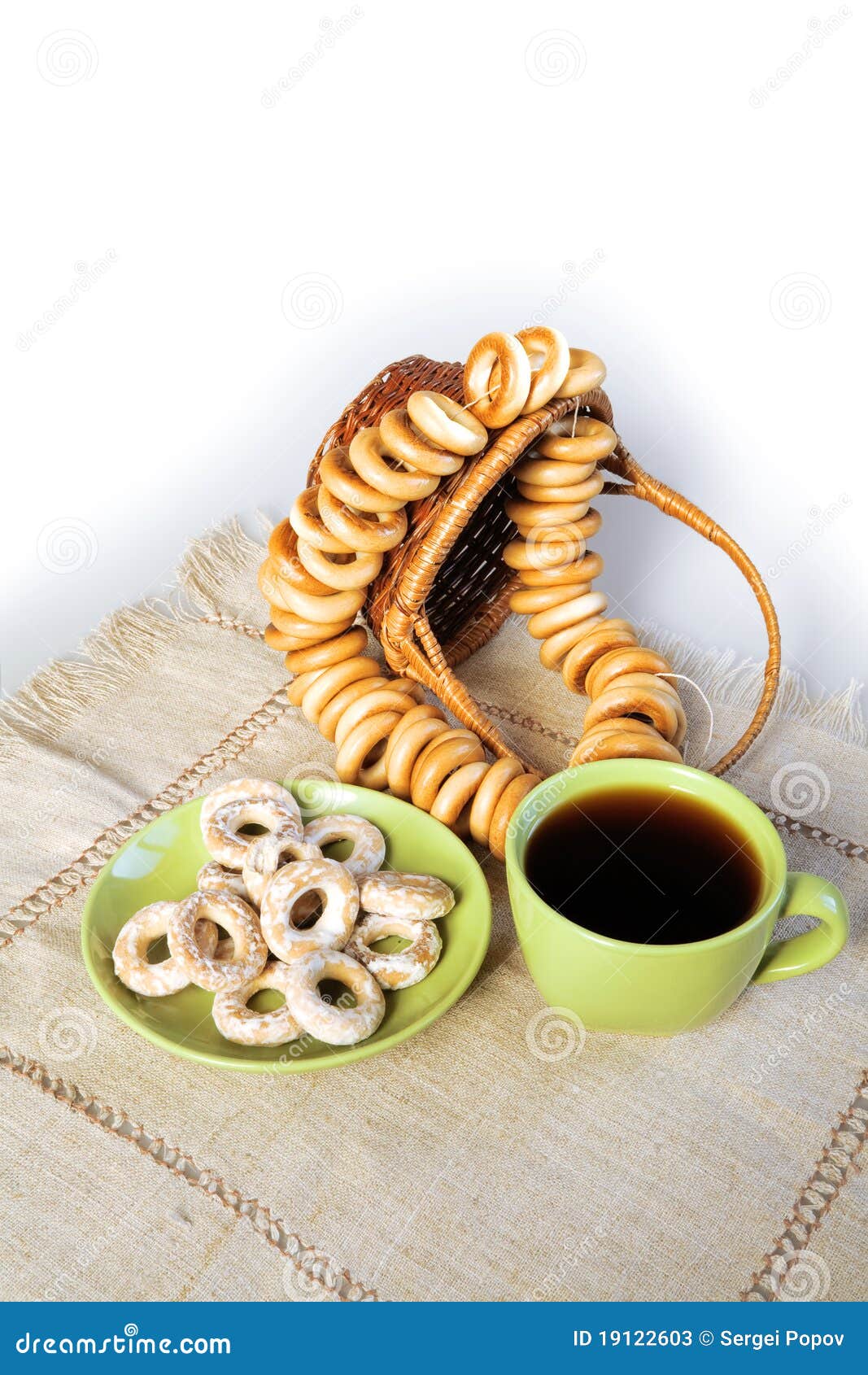 Tea and bagels stock image. Image of dough, cracker, breakfast 19122603