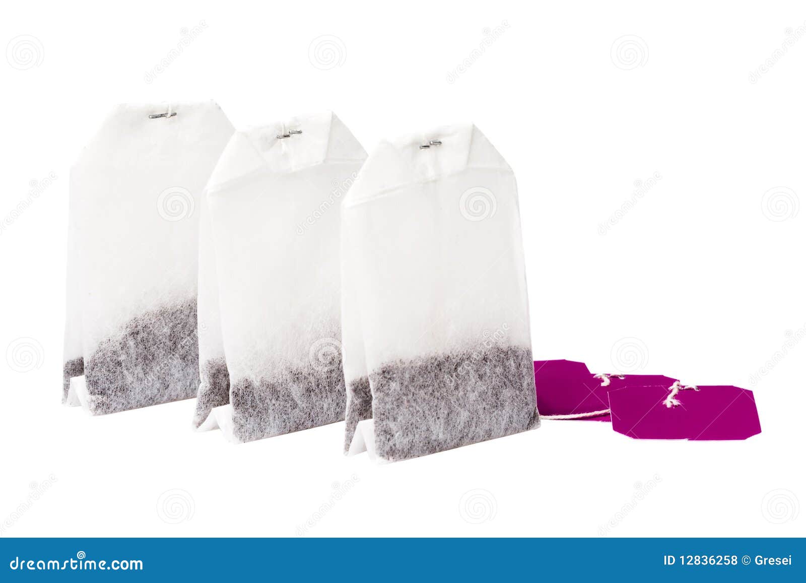 Tea bags stock photo. Image of close, macro, white, isolated - 12836258