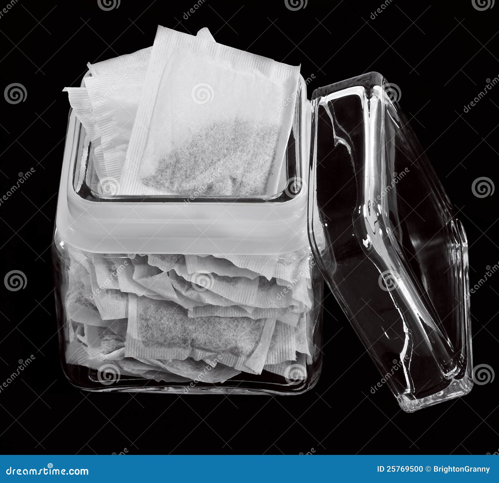 Glass jar of tea bags stock photo. Image of closeup, transparent 25769500