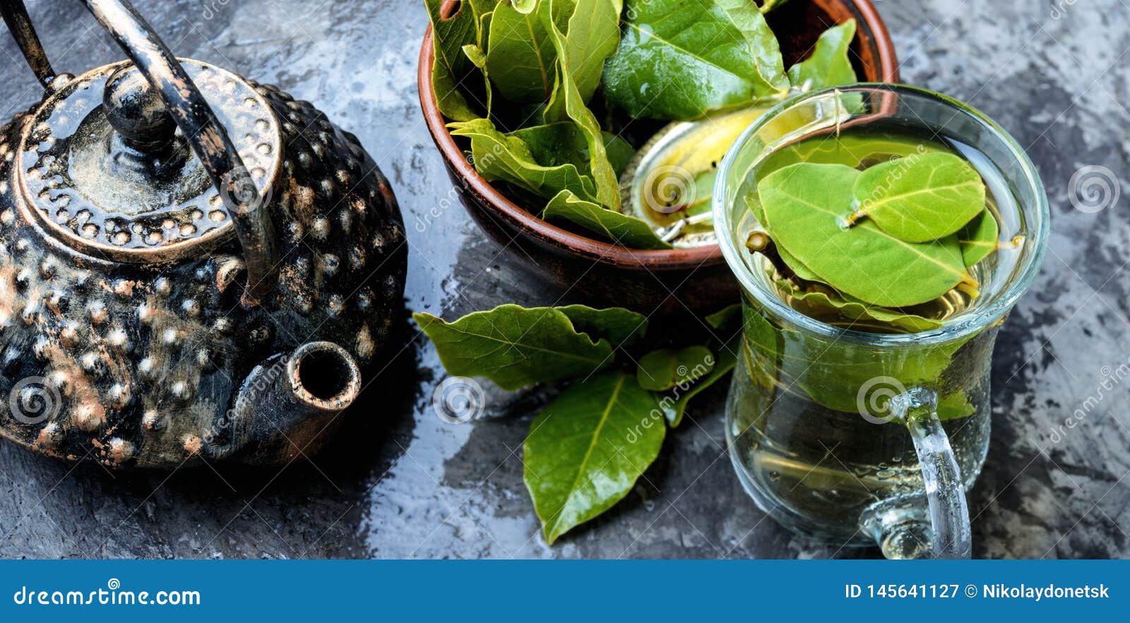 Tea with bay leaf stock image. Image of laurel, heap 145641127