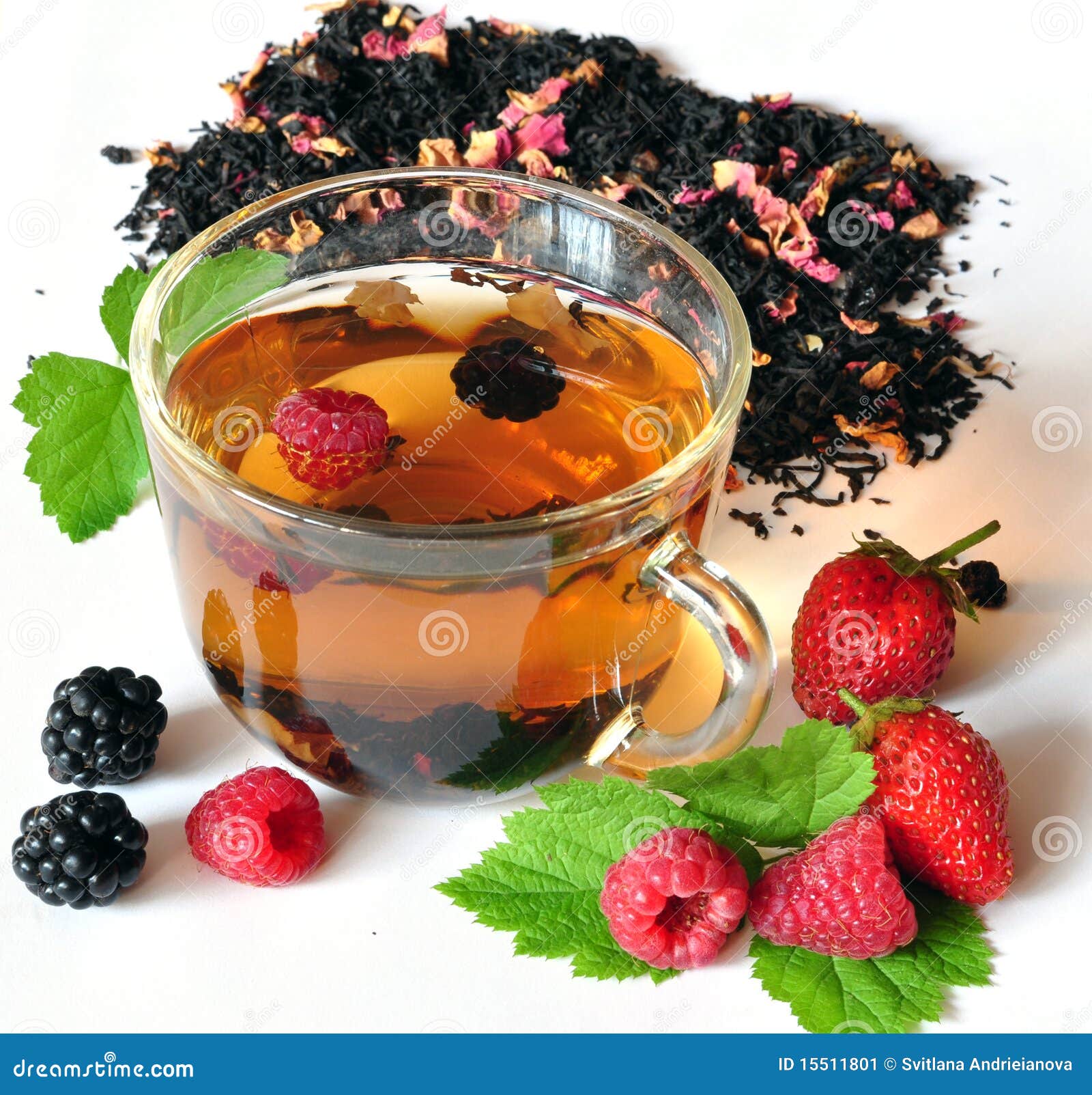 Tea and berries stock image. Image of brewing, strawberry 15511801