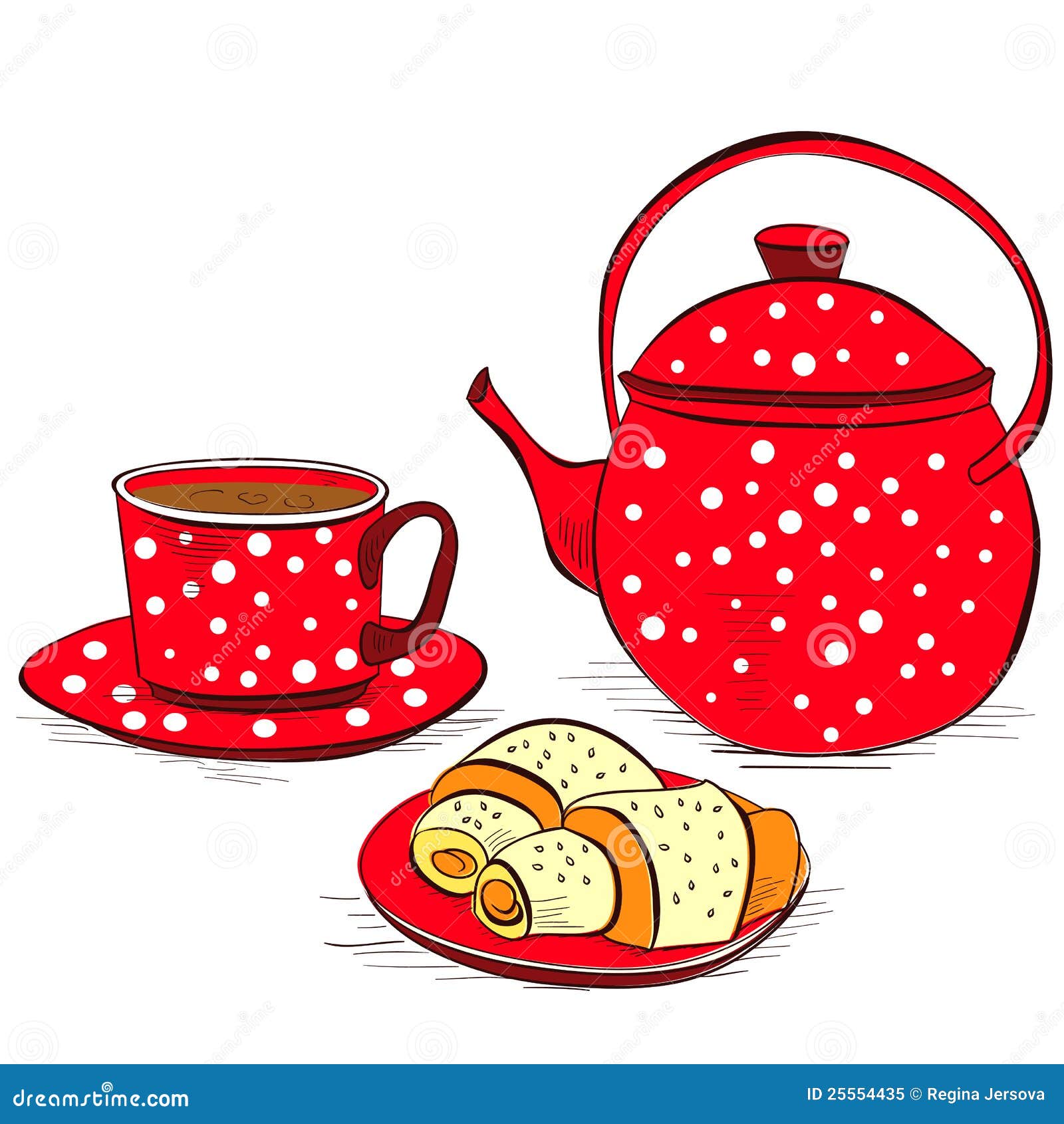 Tea With Buns Stock Vector. Illustration Of Breakfast - 25554435