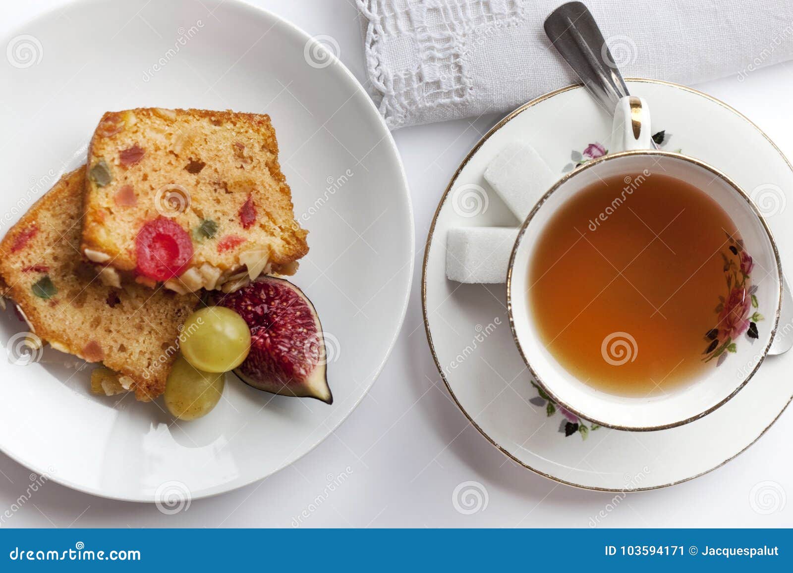 Tea and cake stock image. Image of plate, spoon, afternoon 103594171