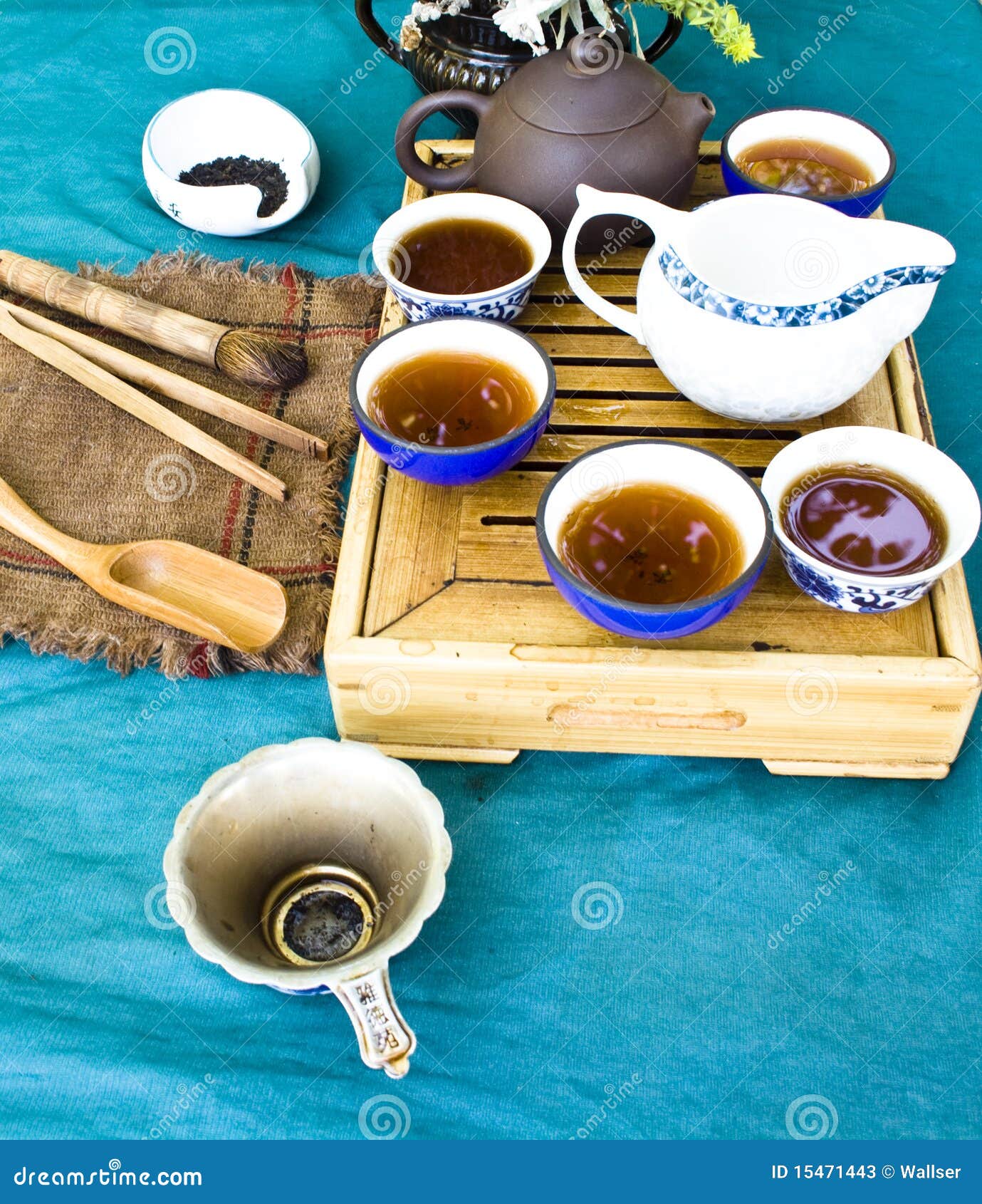 Tea ceremony stock image. Image of wooden, china, green 15471443