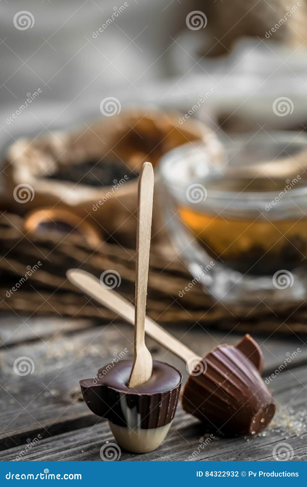 Tea and Chocolate Candy on a Stick Stock Photo Image of horizontal