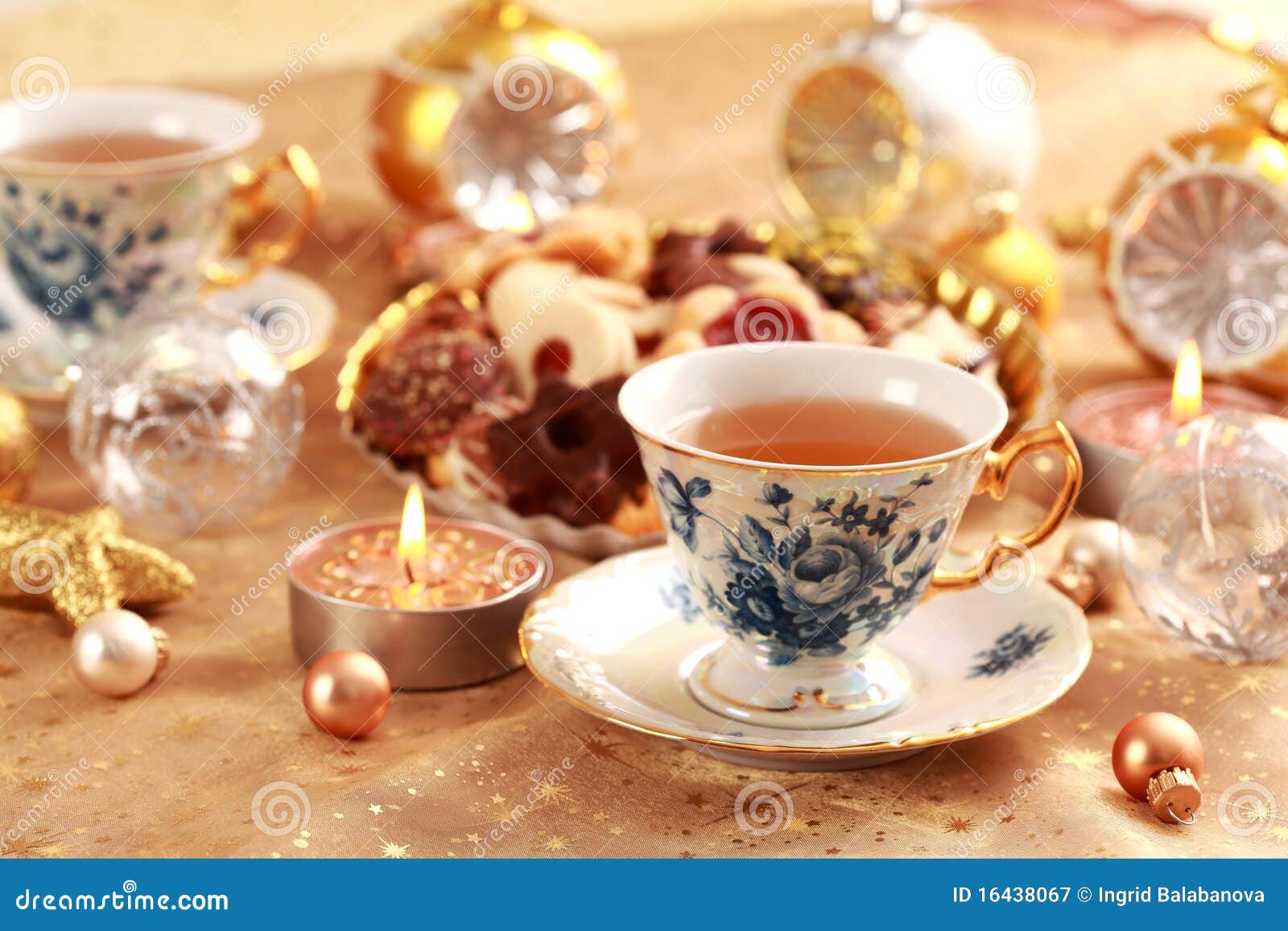 Tea for Christmas with Sweet Cookies Stock Image Image of assorted