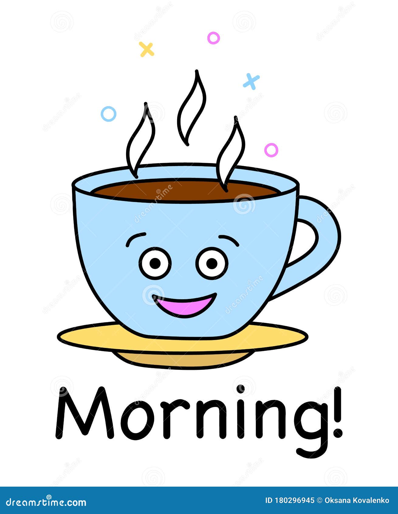Tea or Coffee Cup Steaming in the Morning. Doodle Drawing of a Cartoon  Character Stock Vector - Illustration of dinner, drink: 180296945