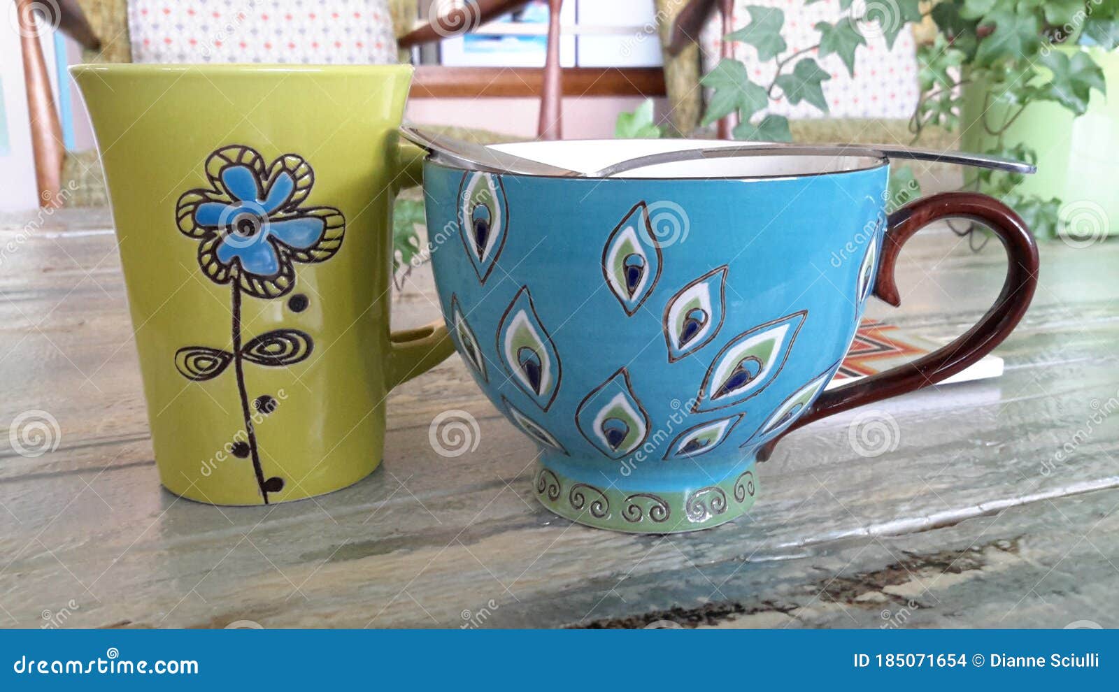 Tea & Coffee Cups stock photo. Image of blue, coffee 185071654