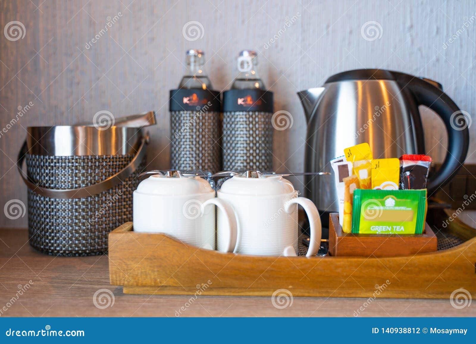 Tea Coffee and Water Set in Room Hotel Stock Photo Image of glass