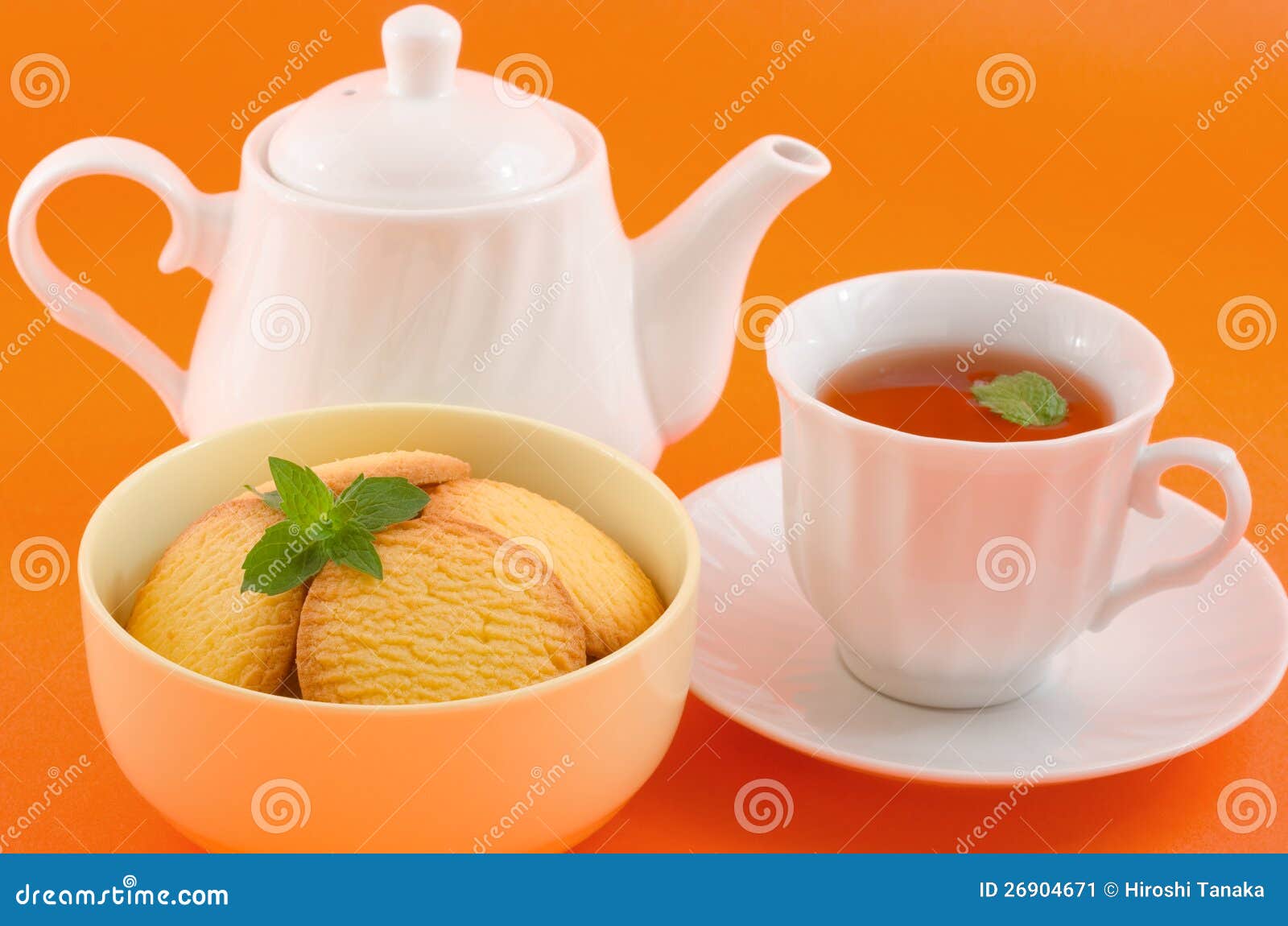 Tea and cookies stock image. Image of bright, teapot 26904671