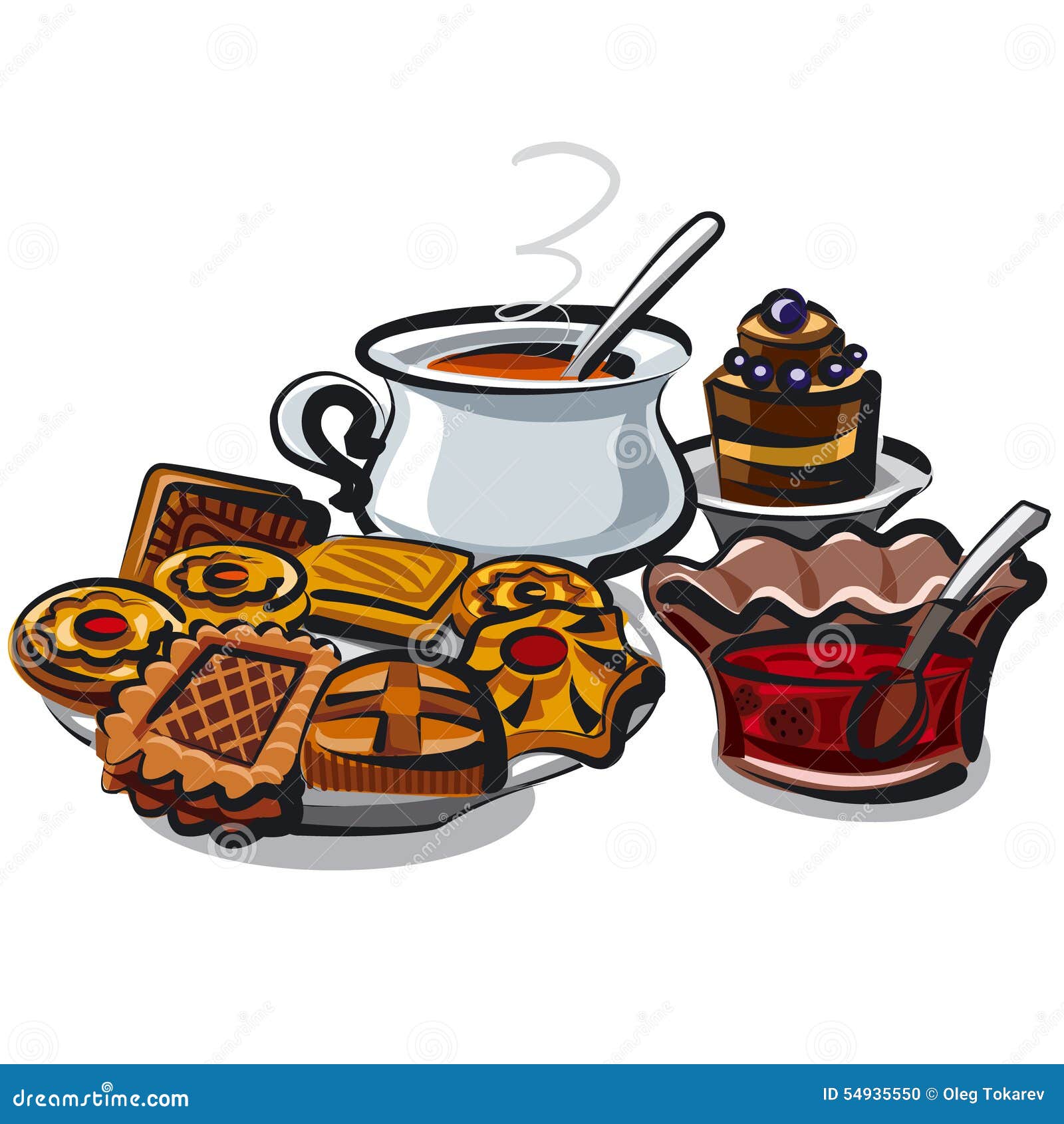 Tea and cookies stock illustration. Illustration of candy 54935550